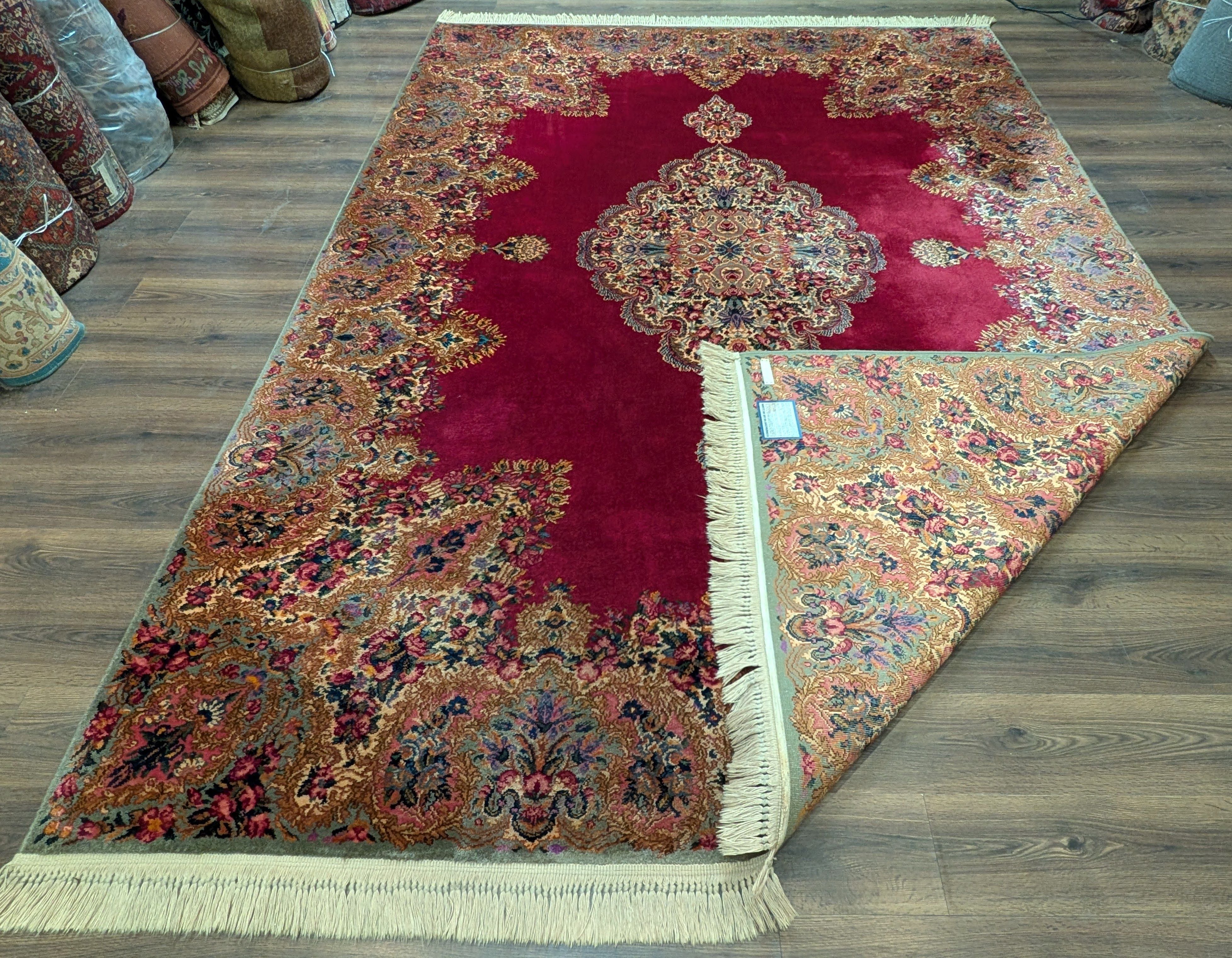 Karastan Rug 8.8 x 12, Kirman Red Medallion #762, Wool Vintage Karastan - Jewel Rugs