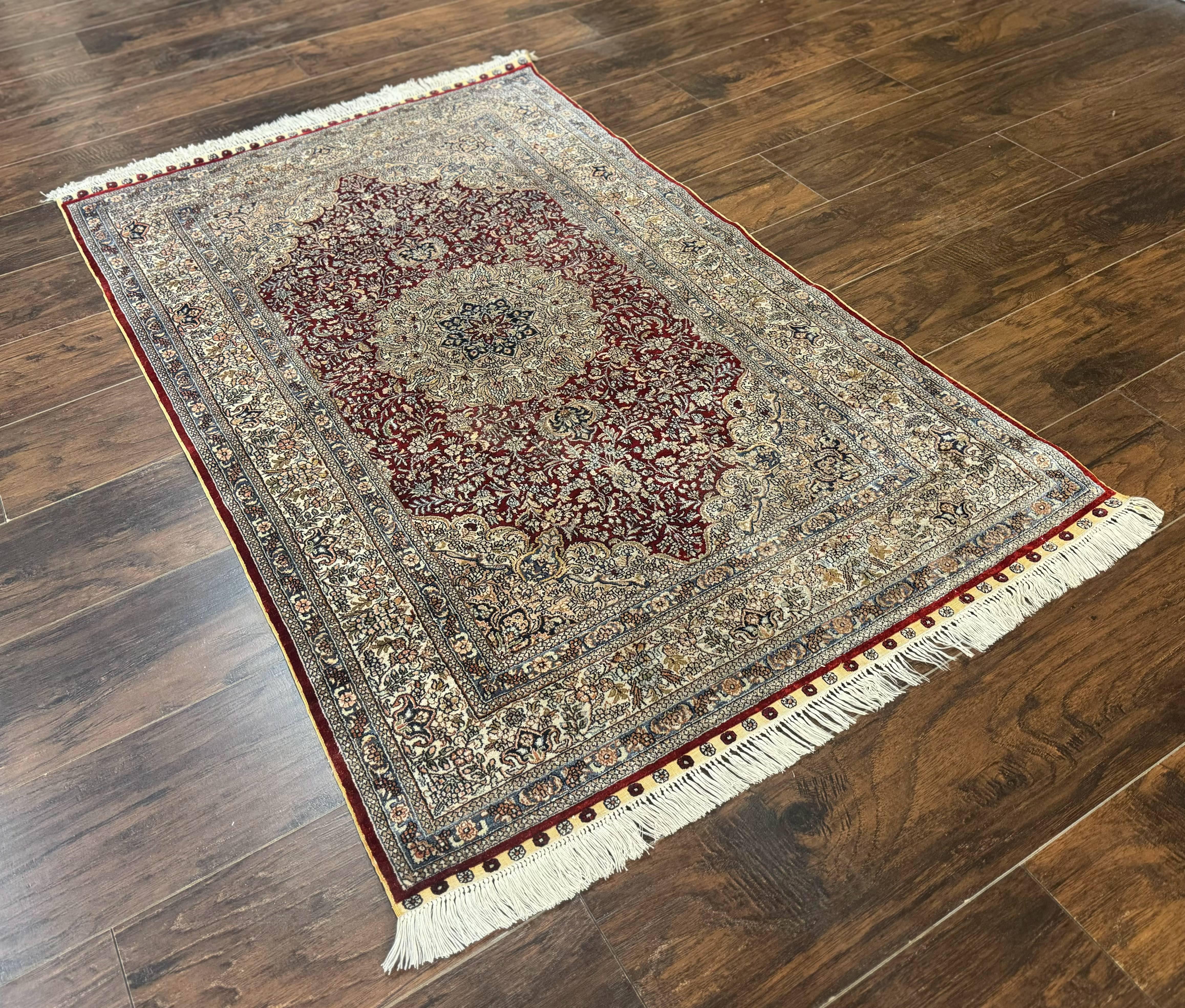 Sino Persian Silk Rug 3x5, Super Fine 440 KPSI, Floral Medallion, Handmade - Jewel Rugs