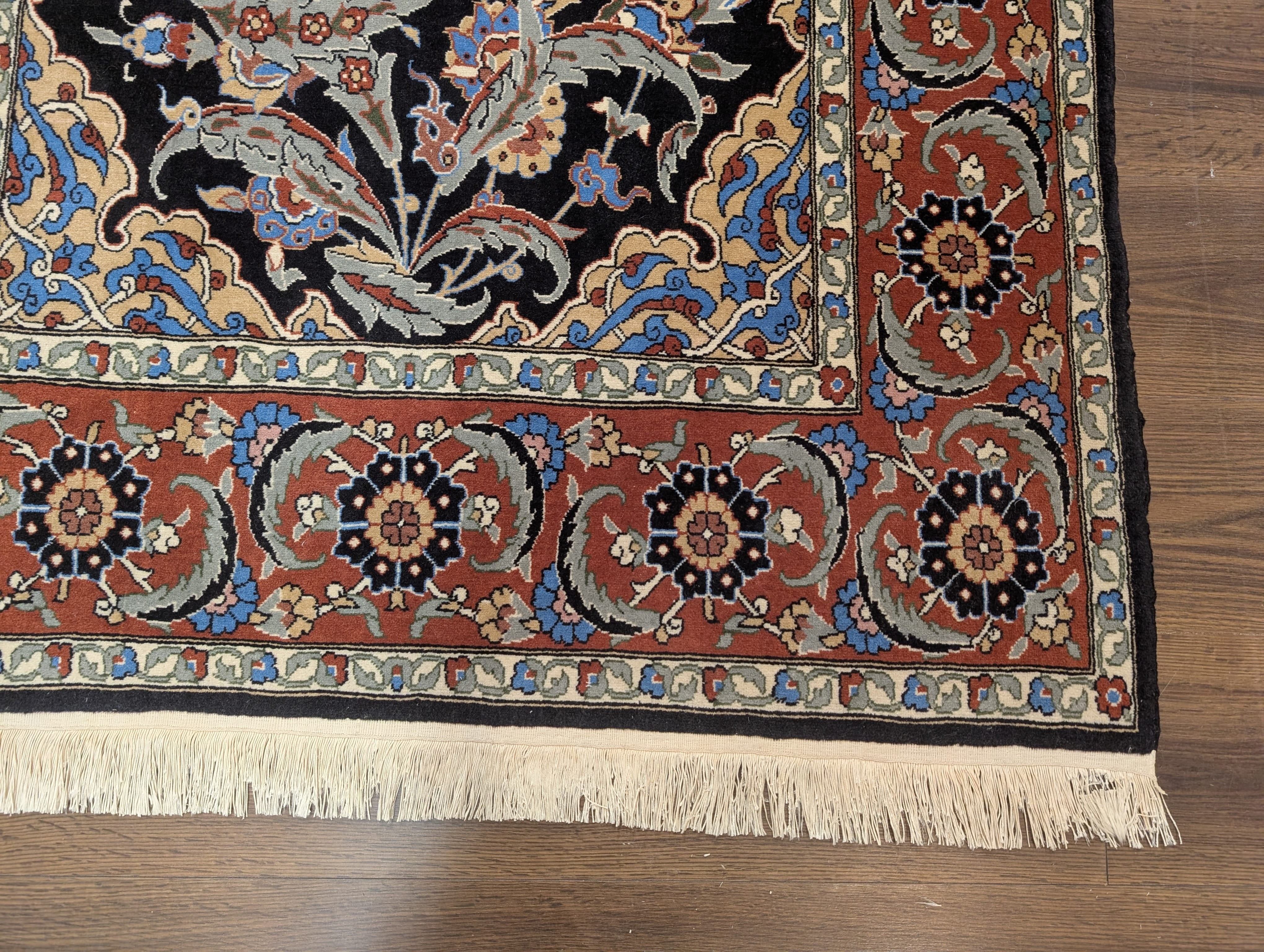 Turkish Hereke Rug 4x7, Kork Wool, Hand-Knotted Blue Carpet, Signed, 225 KPSI - Jewel Rugs