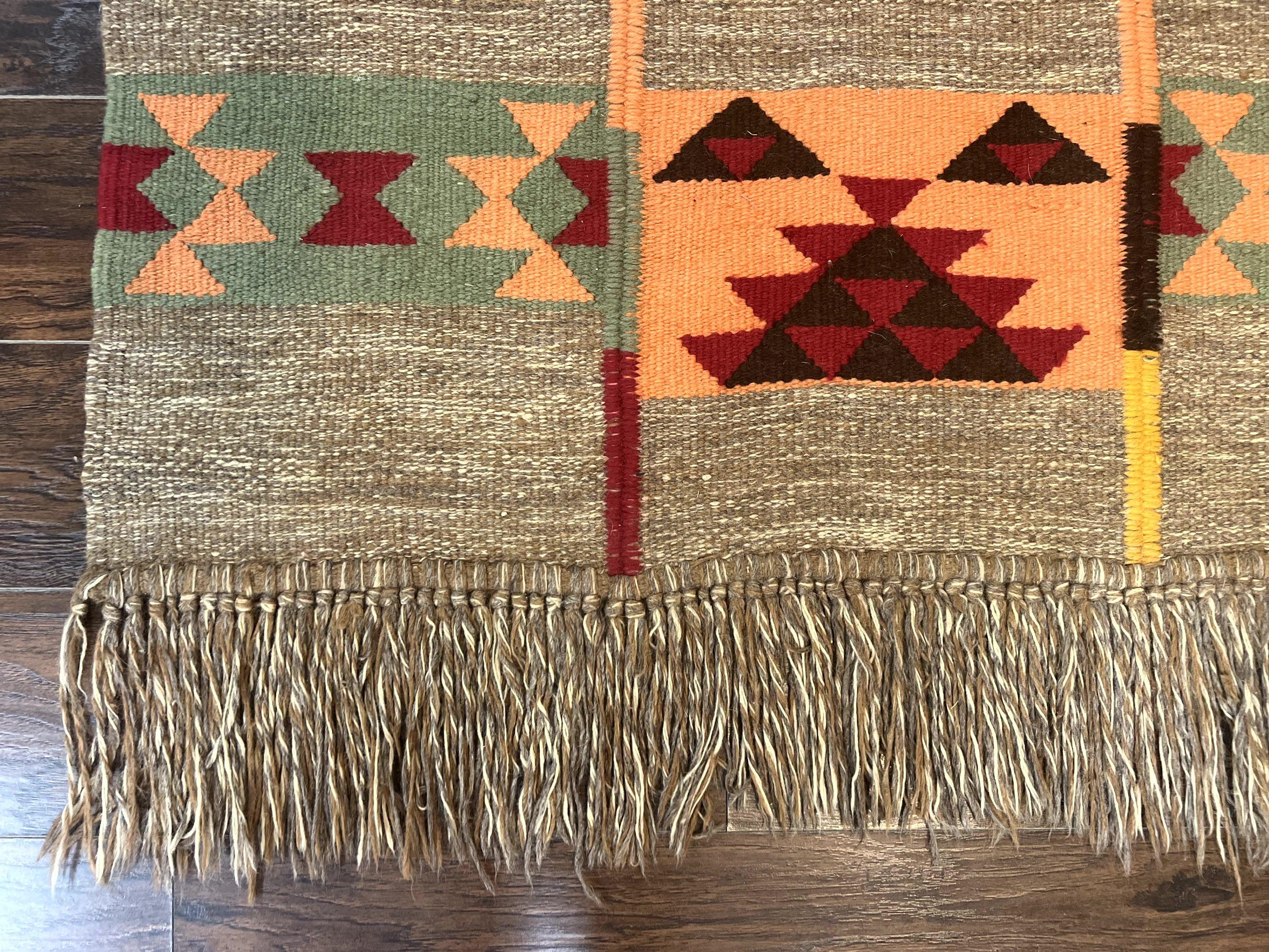 South American Flatweave Rug, Gray, Handmade Vintage Wool Bohemian Blanket - Jewel Rugs