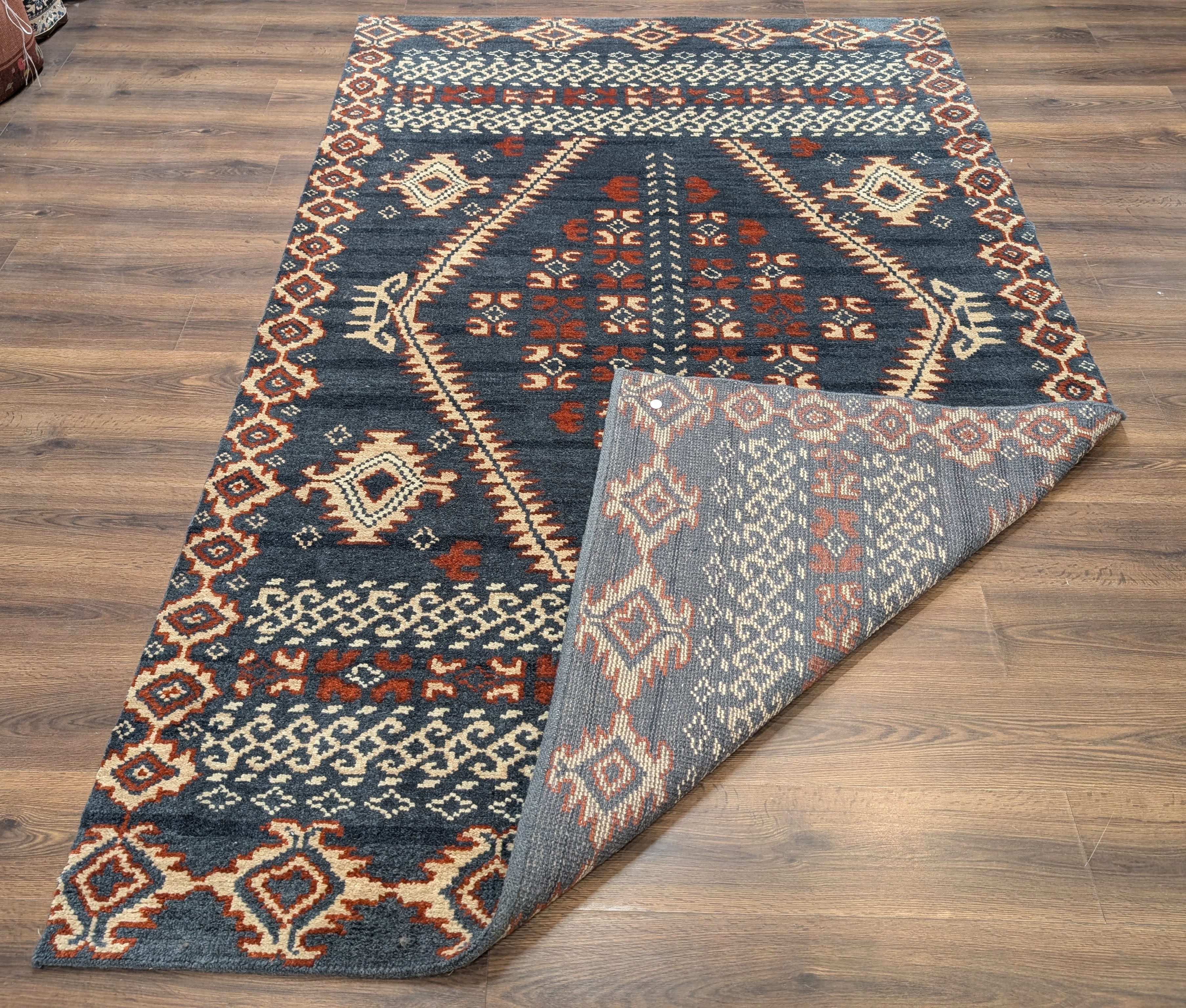 Indo Tibetan Rug 6x9, Hand-Knotted Wool Navajo Design Carpet - Jewel Rugs