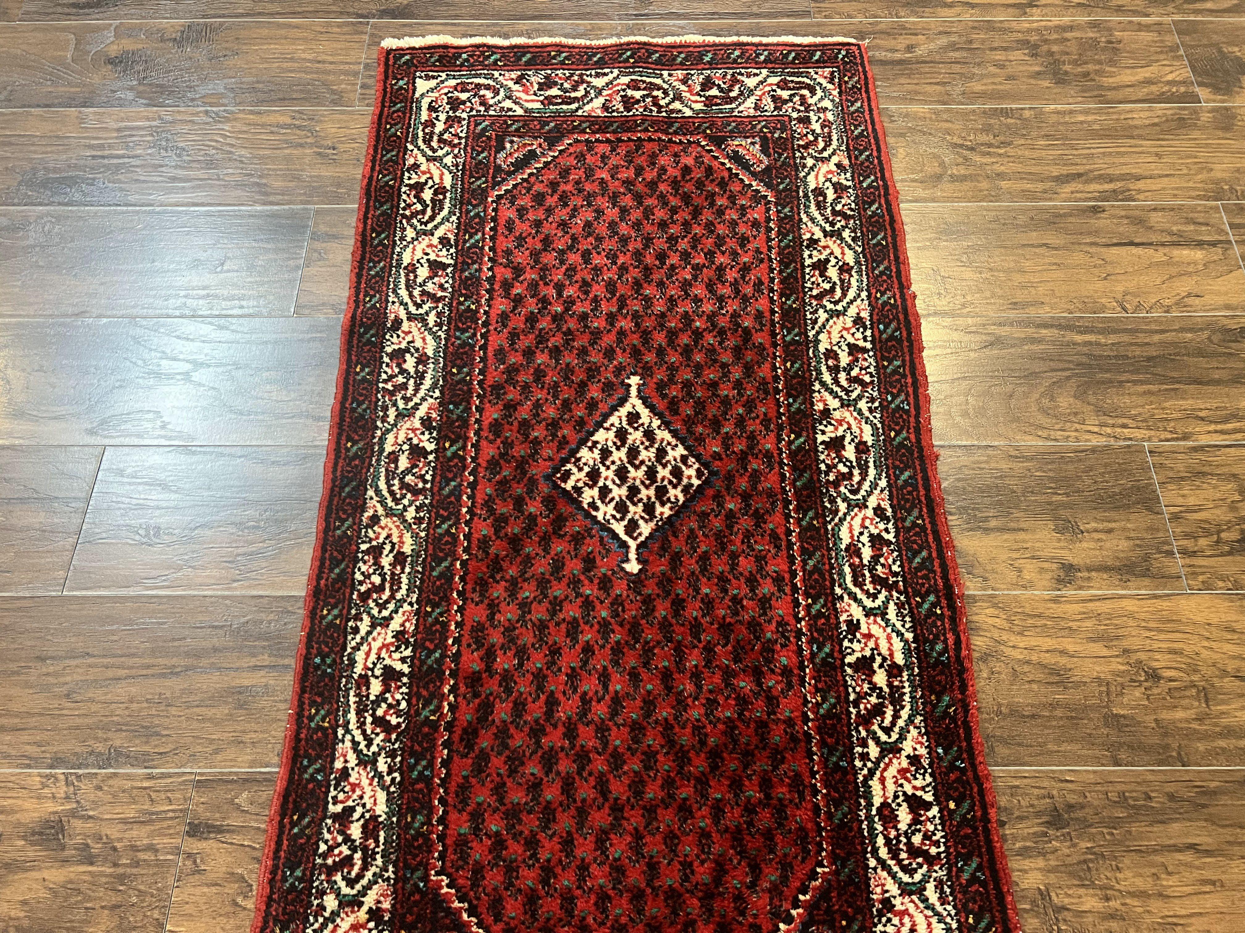 Persian Tribal Rug 2.6 x 5, Boteh Paisley Pattern, Red and Beige, Wool Hamadan Rug - Jewel Rugs