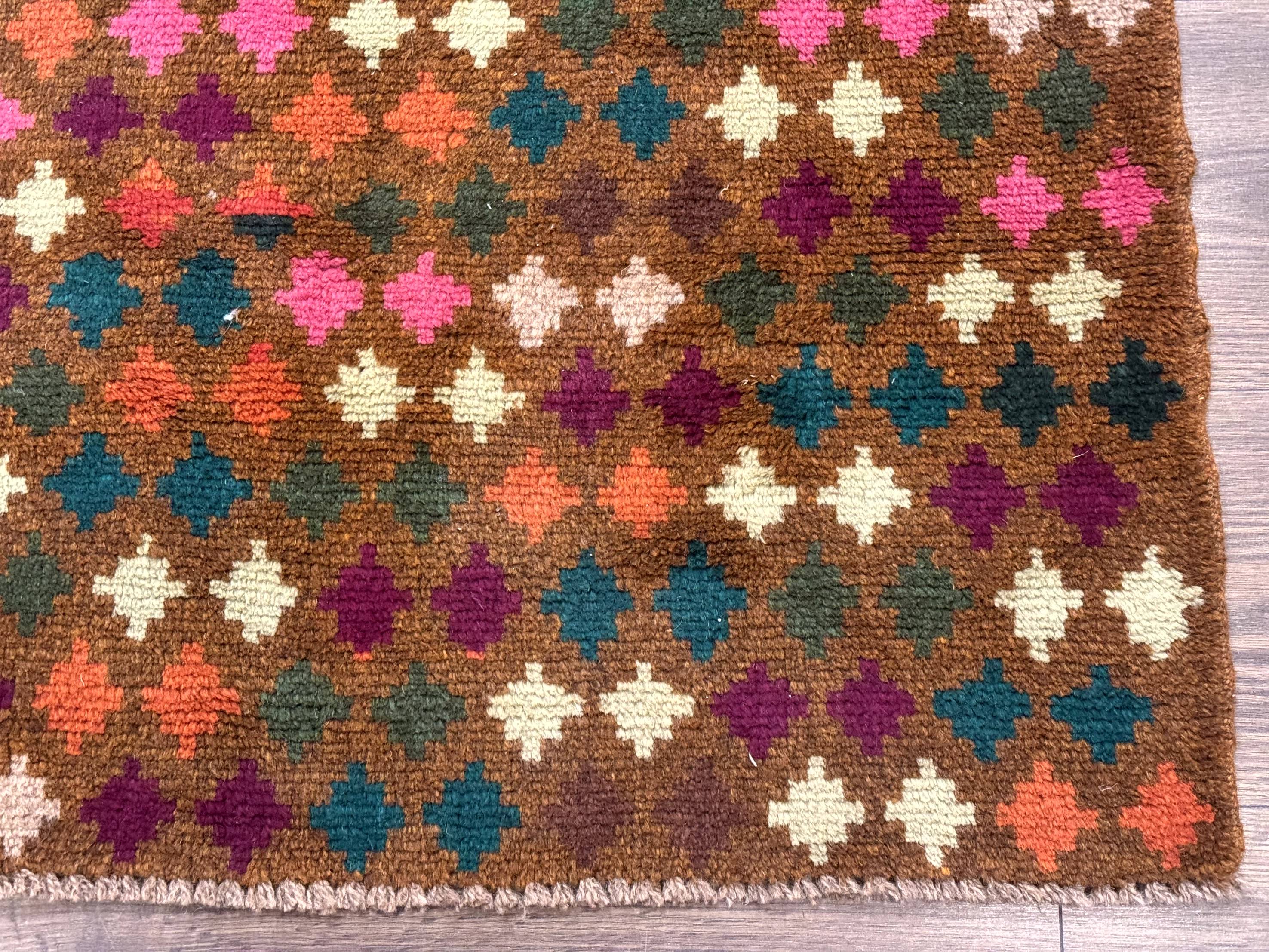 Colorful Afghan Balouch Rug 3x4, Vintage Handmade Wool Carpet - Jewel Rugs