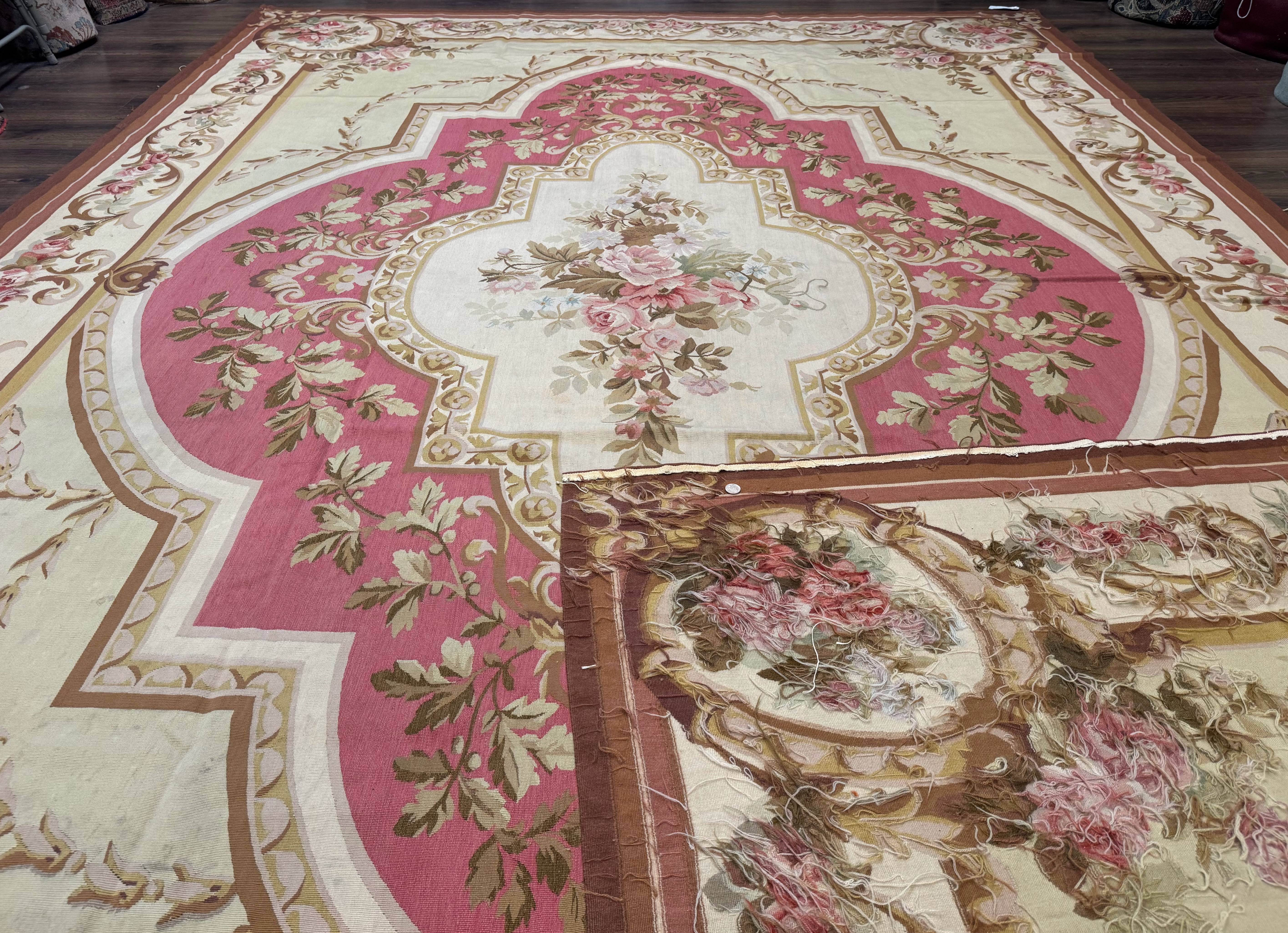 Large Aubusson Rug 10x14, European Elegant French Design, Floral Carpet - Jewel Rugs