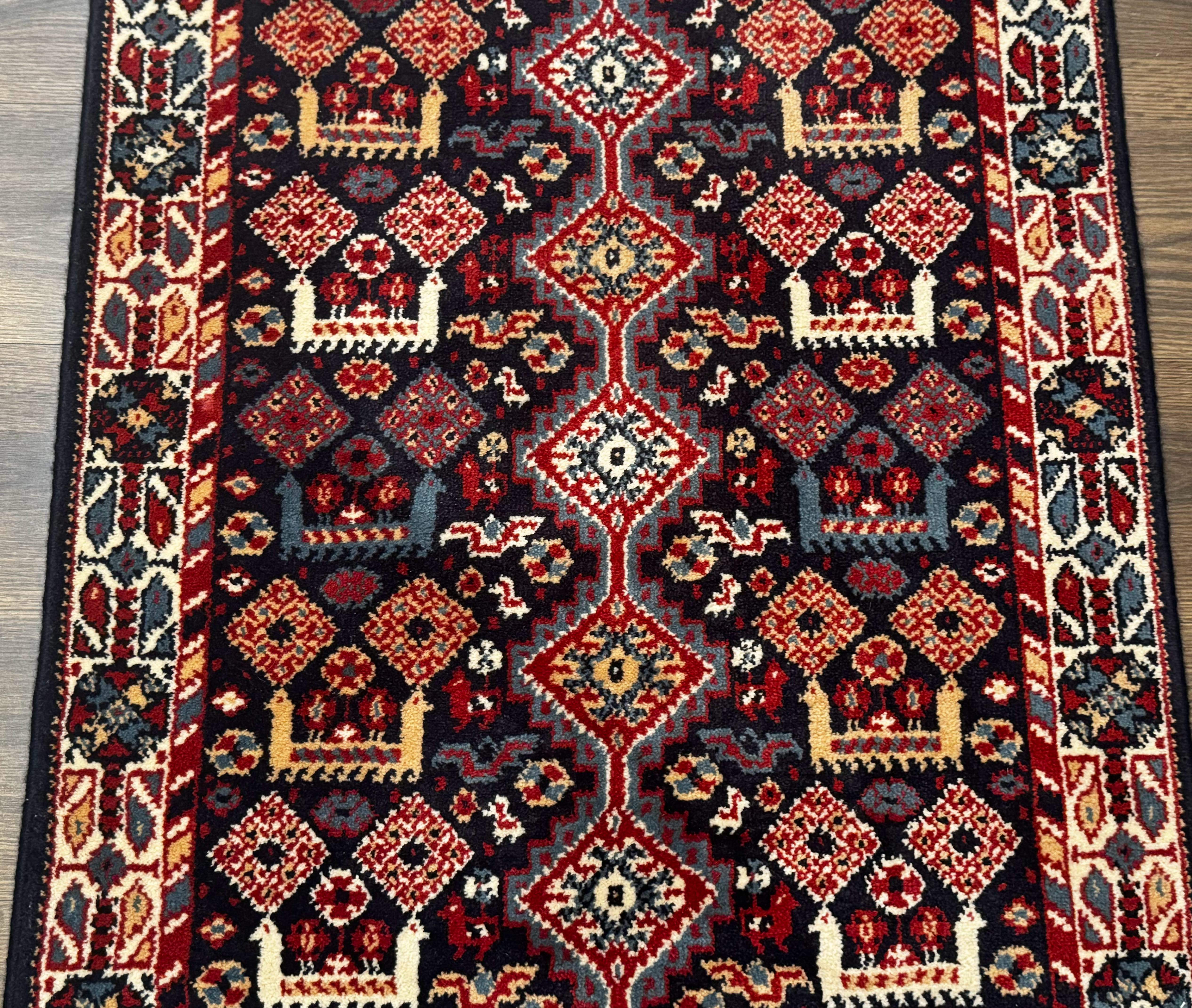 Small Karastan Rug 3x4, Yuruk Collection, Wool, Tribal, Geometric, Navy Blue - Jewel Rugs