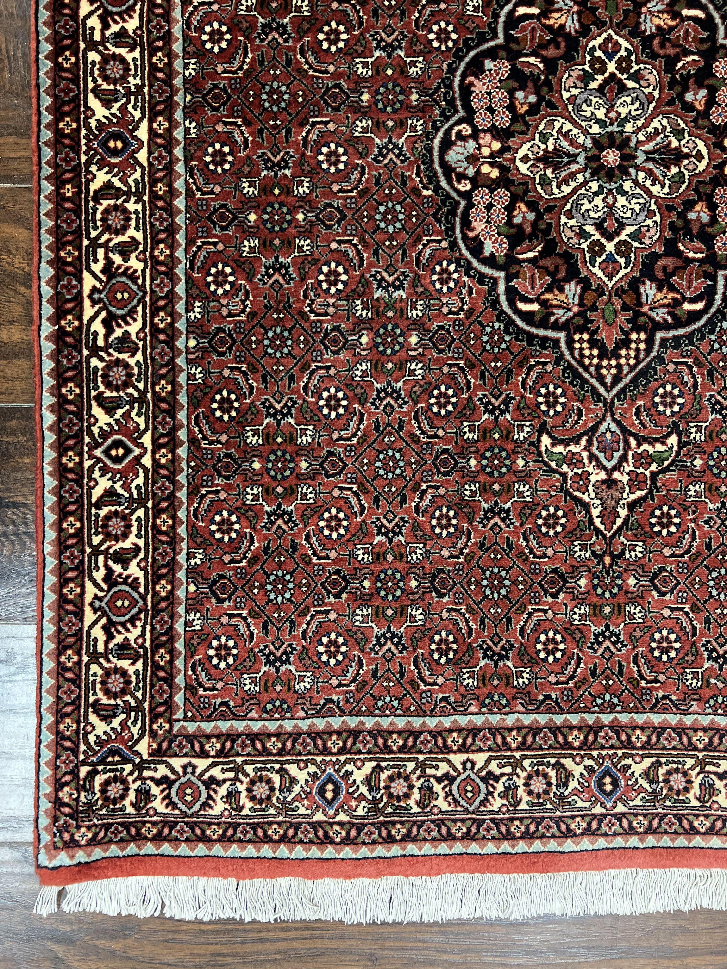 Persian Bidjar Runner Rug 3.5 x 12.7, Mahi Herati Pattern, Vintage Bijar Rug, Hand Knotted Fine Oriental Runner Rug, Wool, Dark Red, Hallway Rug - Jewel Rugs