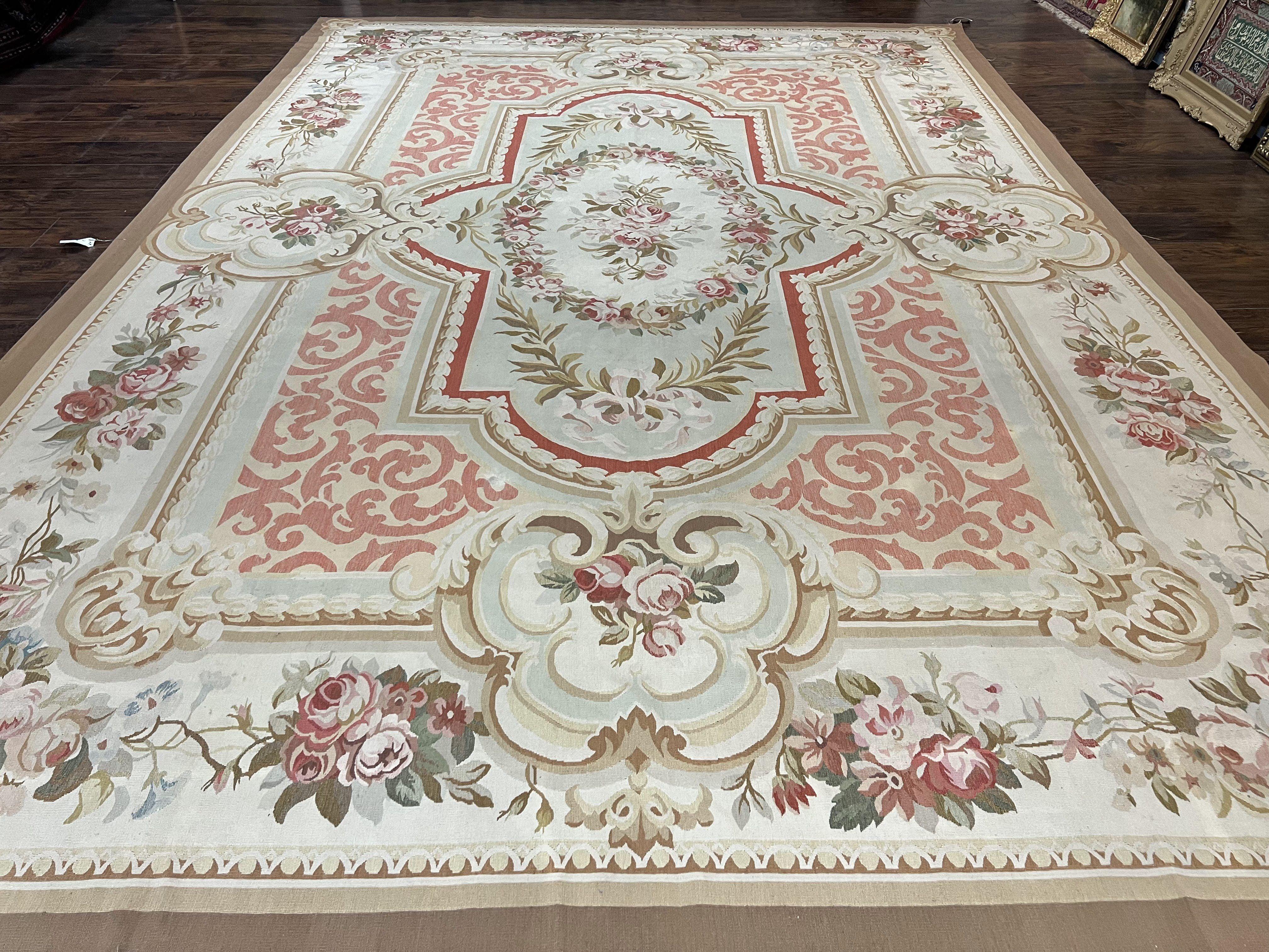 Aubusson Rug 10x14, Wool Handmade Vintage Carpet, Elegant French European Design Rug, Large Room Sized Aubusson Rug, Stark Carpet - Jewel Rugs