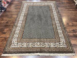 Paisley Pattern Rug 7x10, Persian Sarouk Mir Design, Wool Oriental Carpet, Medium Sized Rug, Vintage Rug, Traditional Rug