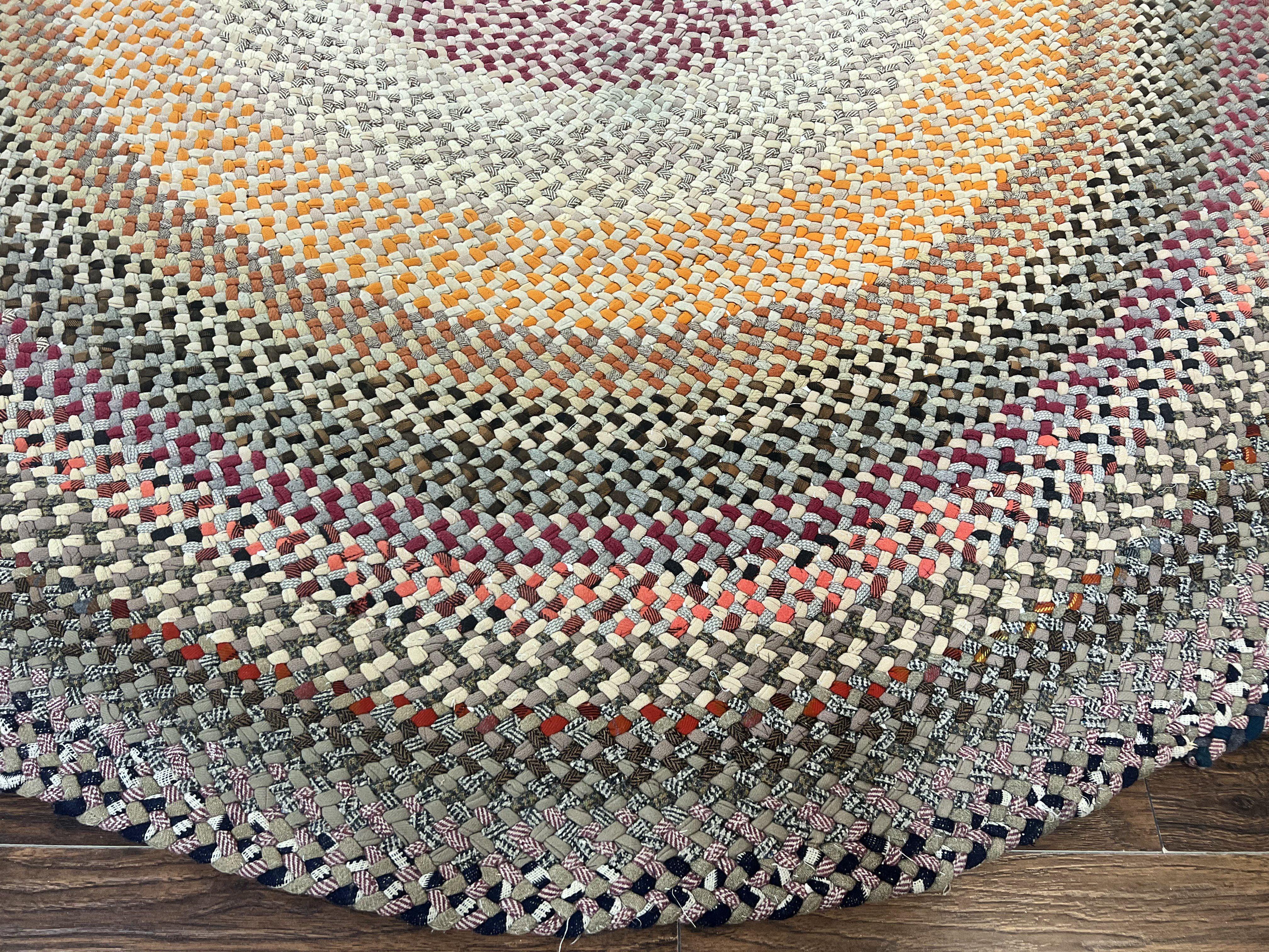 Large American Braided Rug 9x9, Multicolor Vintage Braided Carpet - Jewel Rugs