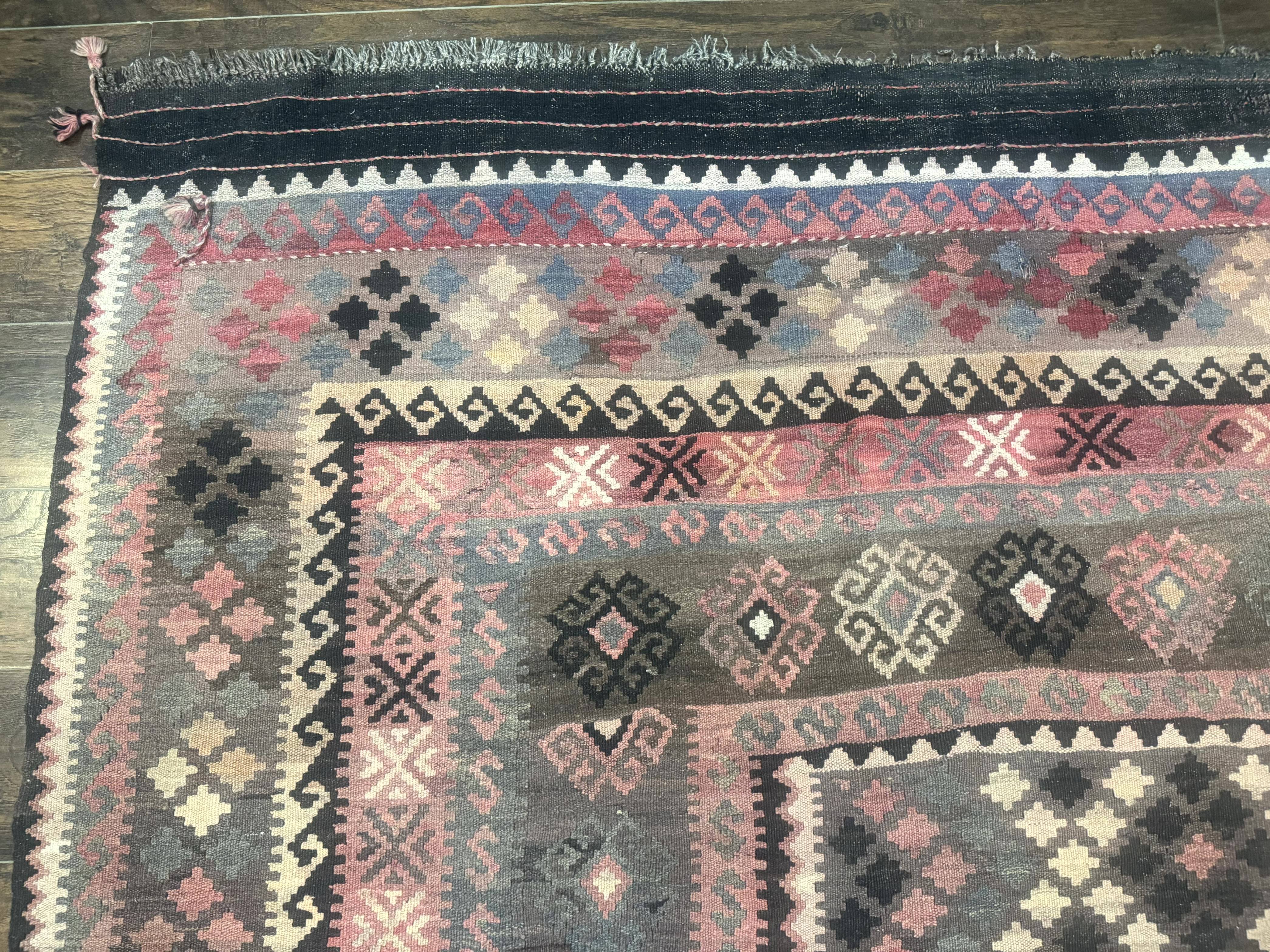 Persian Kurdish Kilim Rug 8x10, Large Flatweave Tribal Bohemian Rug, Vintage Zarand Kilim - Jewel Rugs