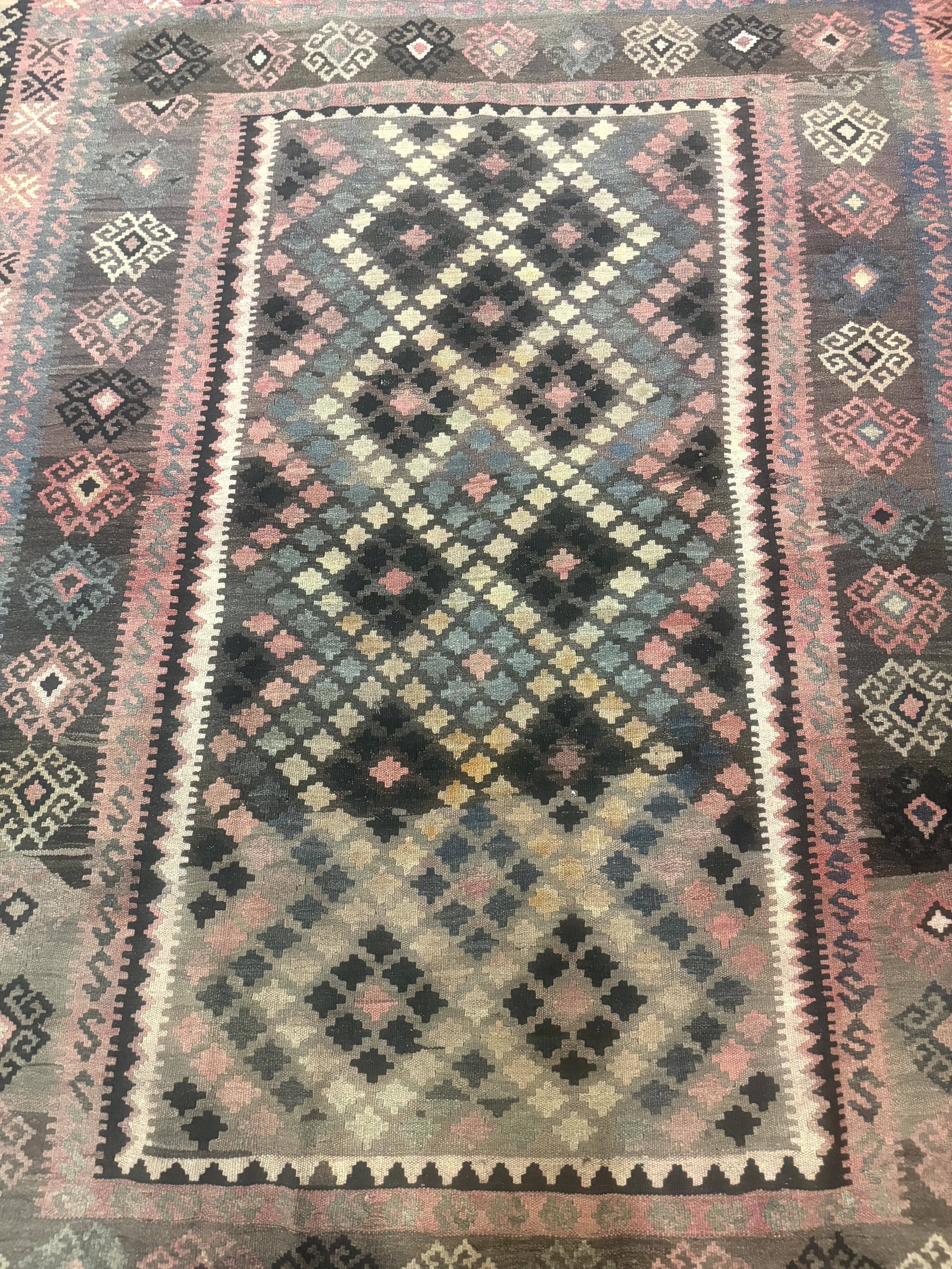 Persian Kurdish Kilim Rug 8x10, Large Flatweave Tribal Bohemian Rug, Vintage Zarand Kilim - Jewel Rugs