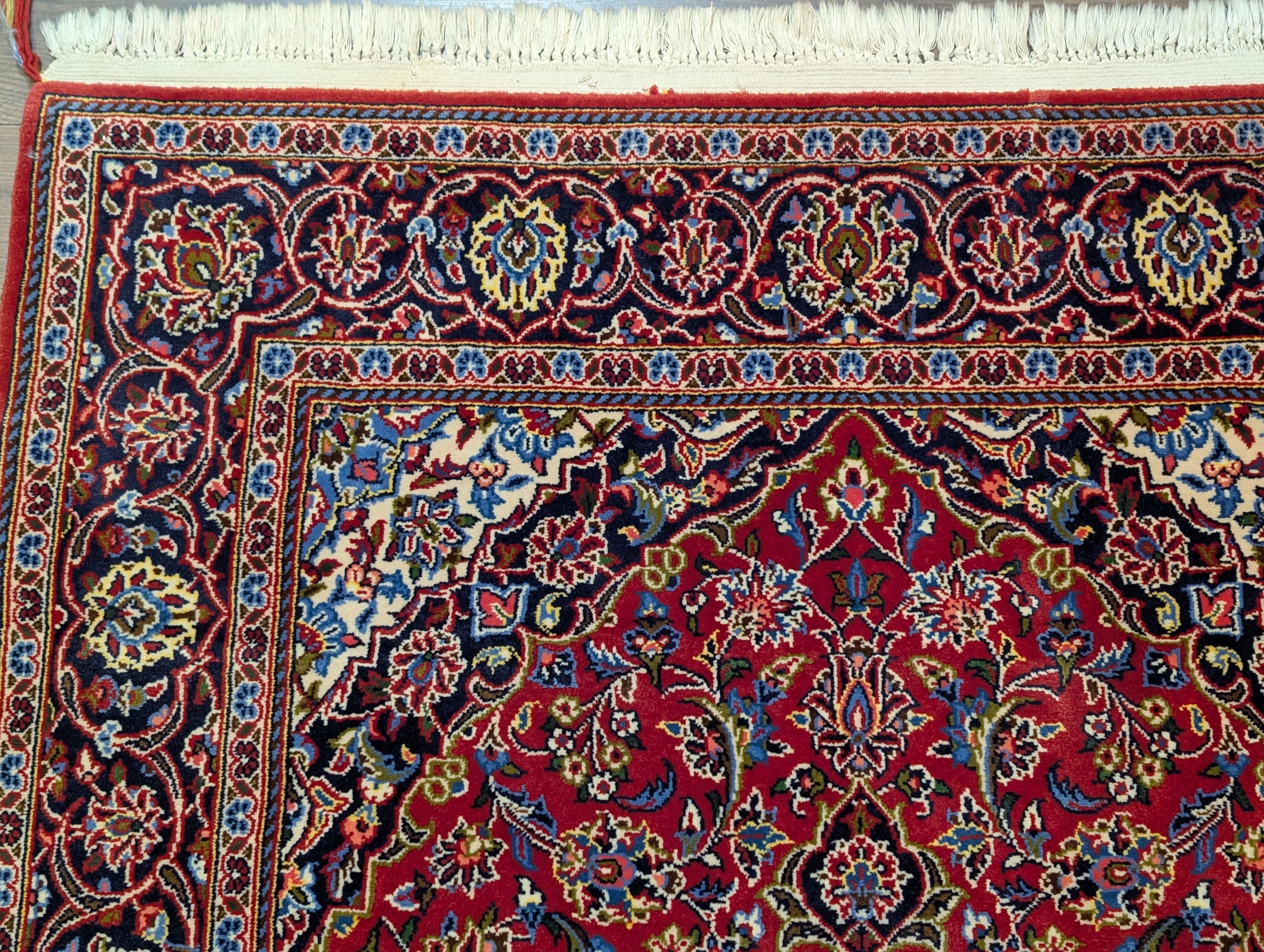 Red Persian Rug 3x5, Kashan Rug, Fine 210 KPSI, Traditional Hand Knotted Persian Carpet - Jewel Rugs