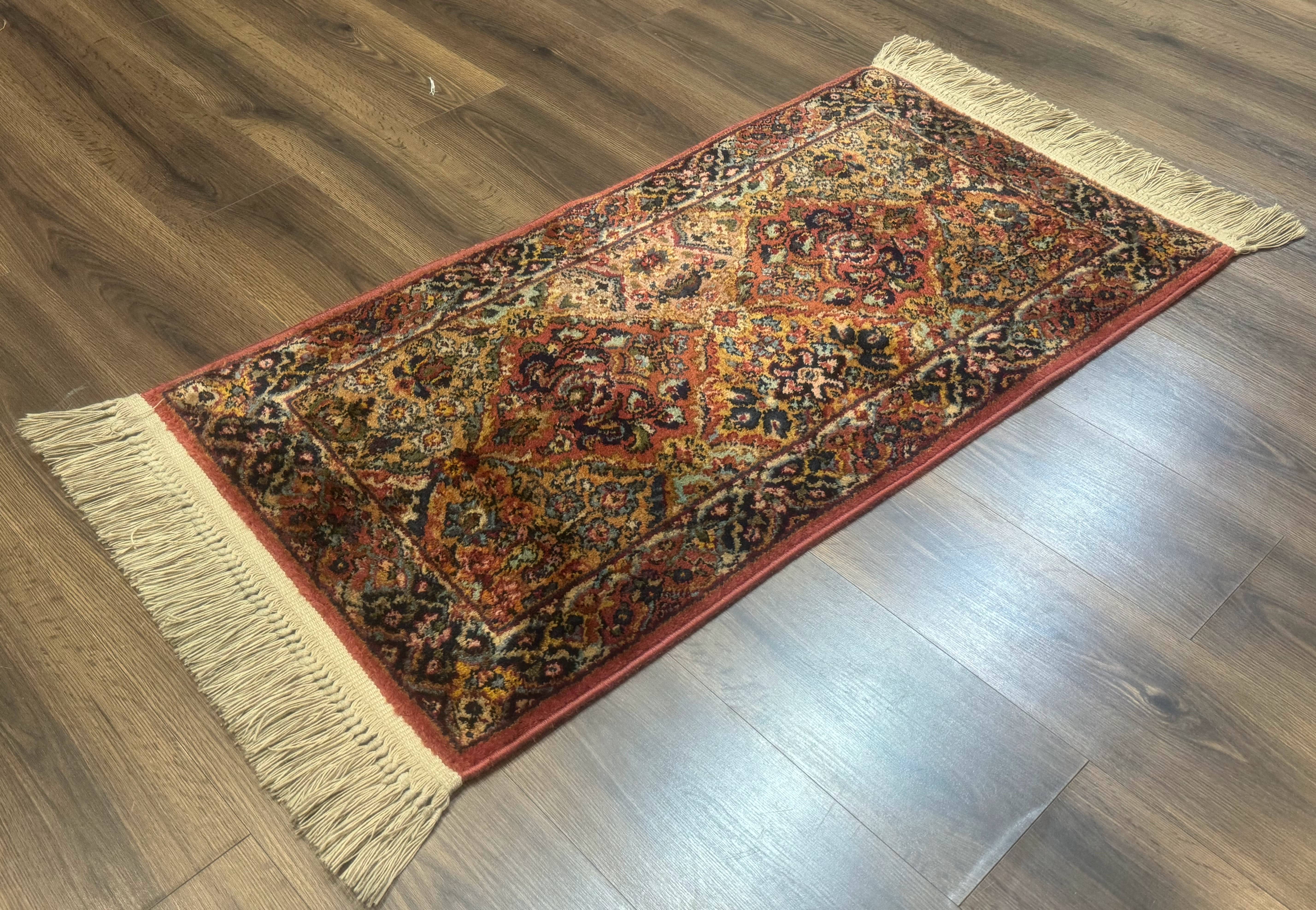 Karastan Rug 2x4 Multicolor Panel Kirman #717, Original 700 Series, Wool Pile Vintage Discontinued - Jewel Rugs