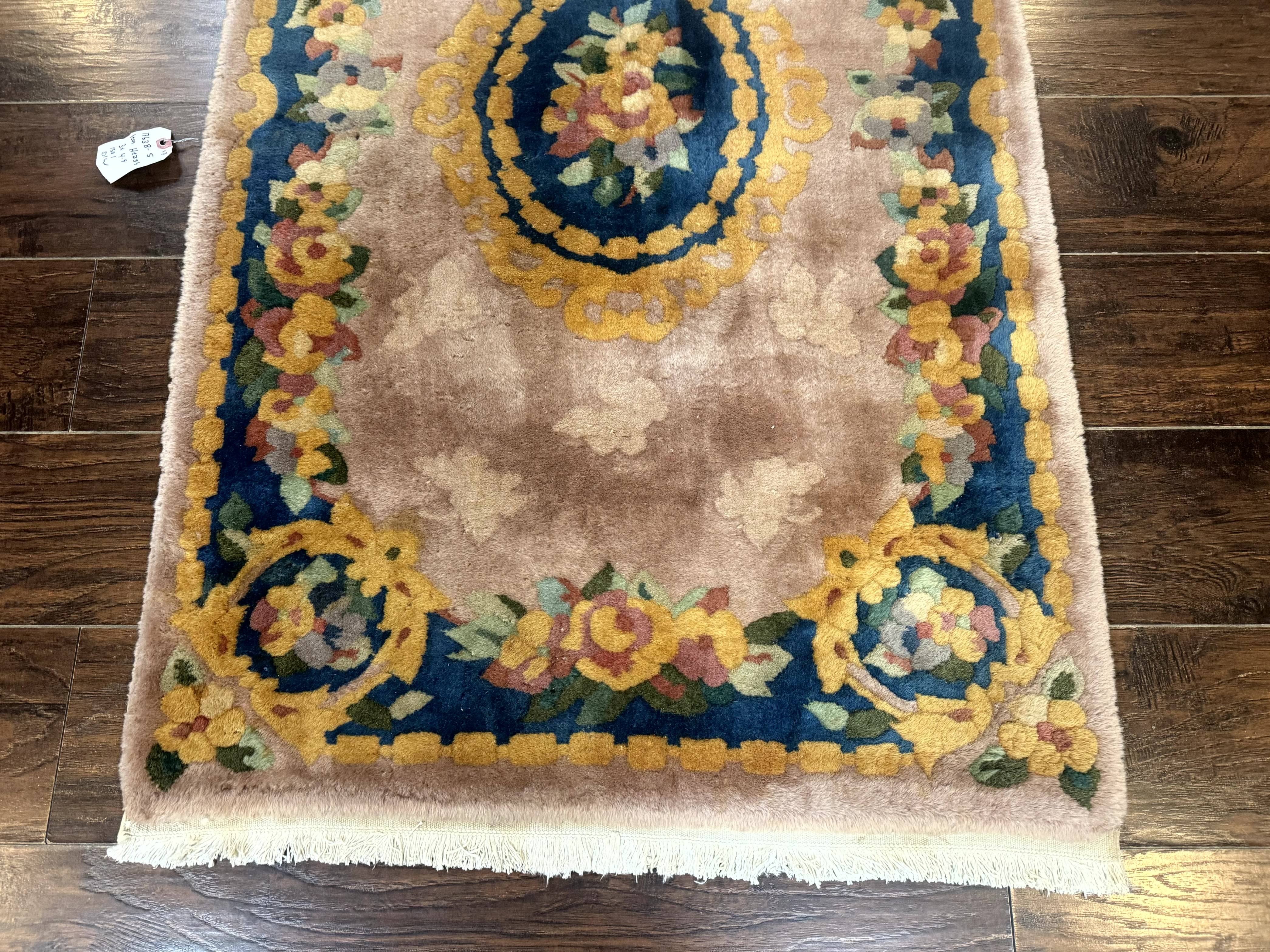 Chinese Wool Rug 3x5, Vintage 90 Line Carpet, Small Art Deco Rug - Jewel Rugs
