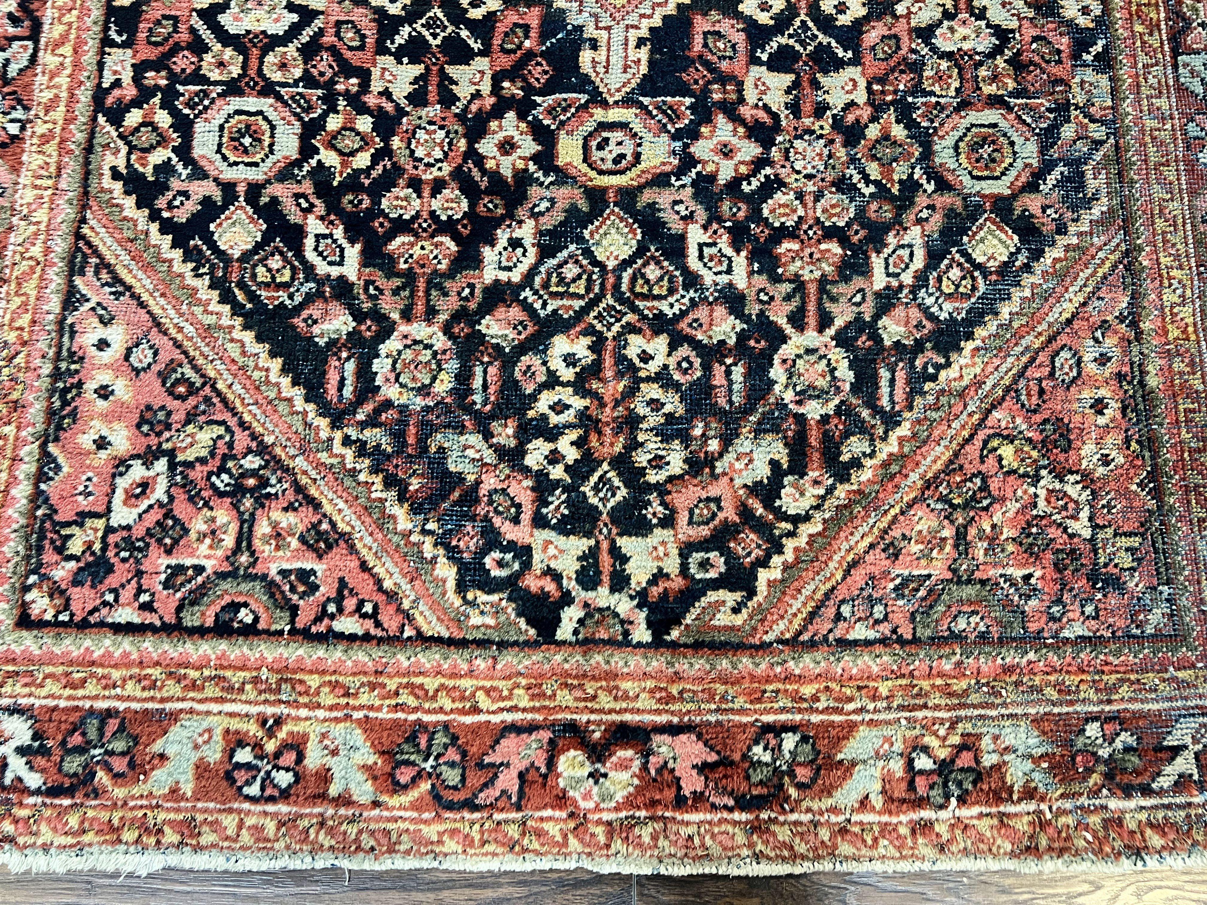 Antique Persian Mahal Rug 4x7, Wool Hand Knotted Tribal Geometric Carpet - Jewel Rugs