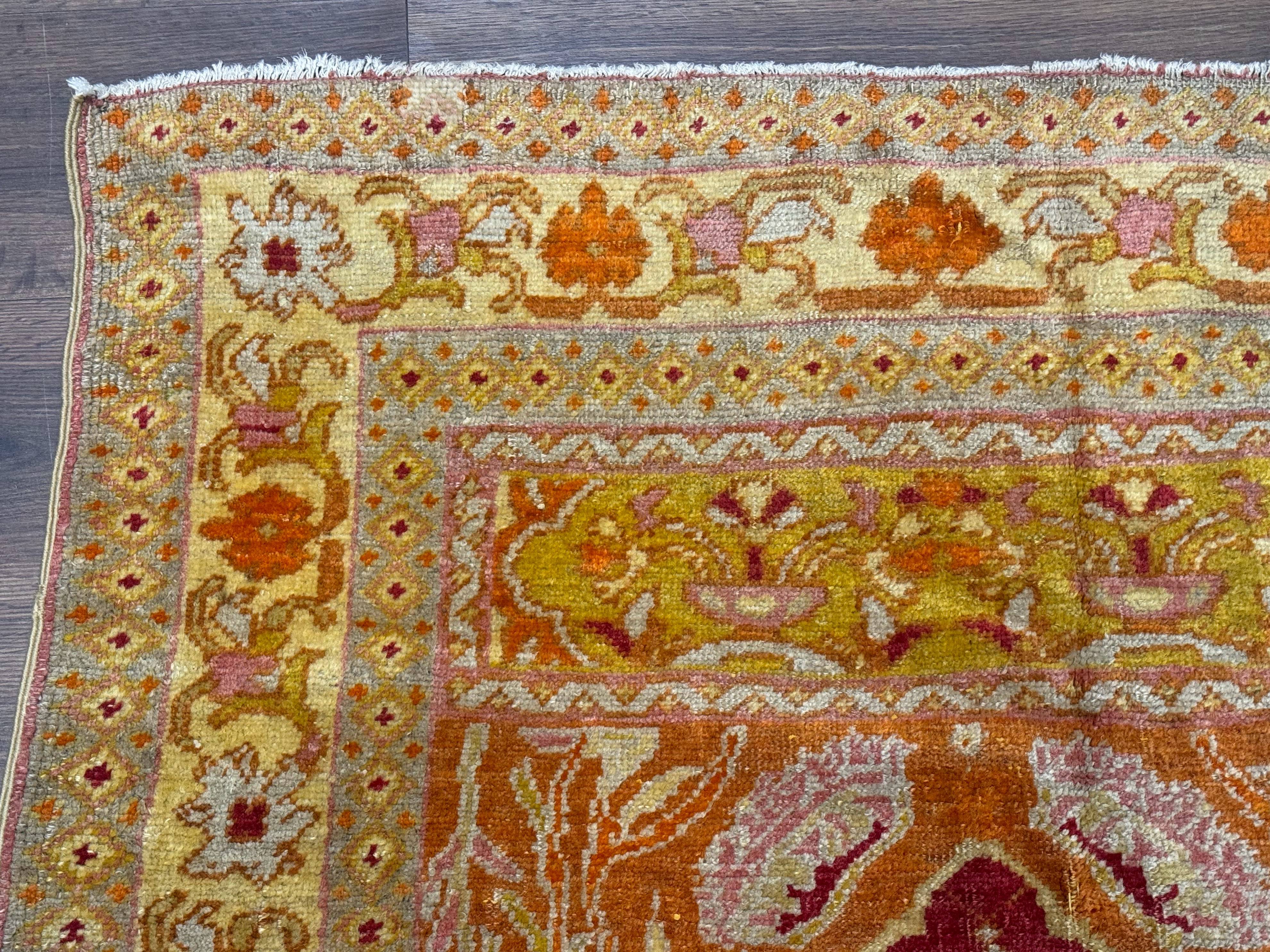 Antique Turkish Prayer Rug 4x6, Red and Golden Mustard, Mihrab Design, Anatolian Carpet - Jewel Rugs