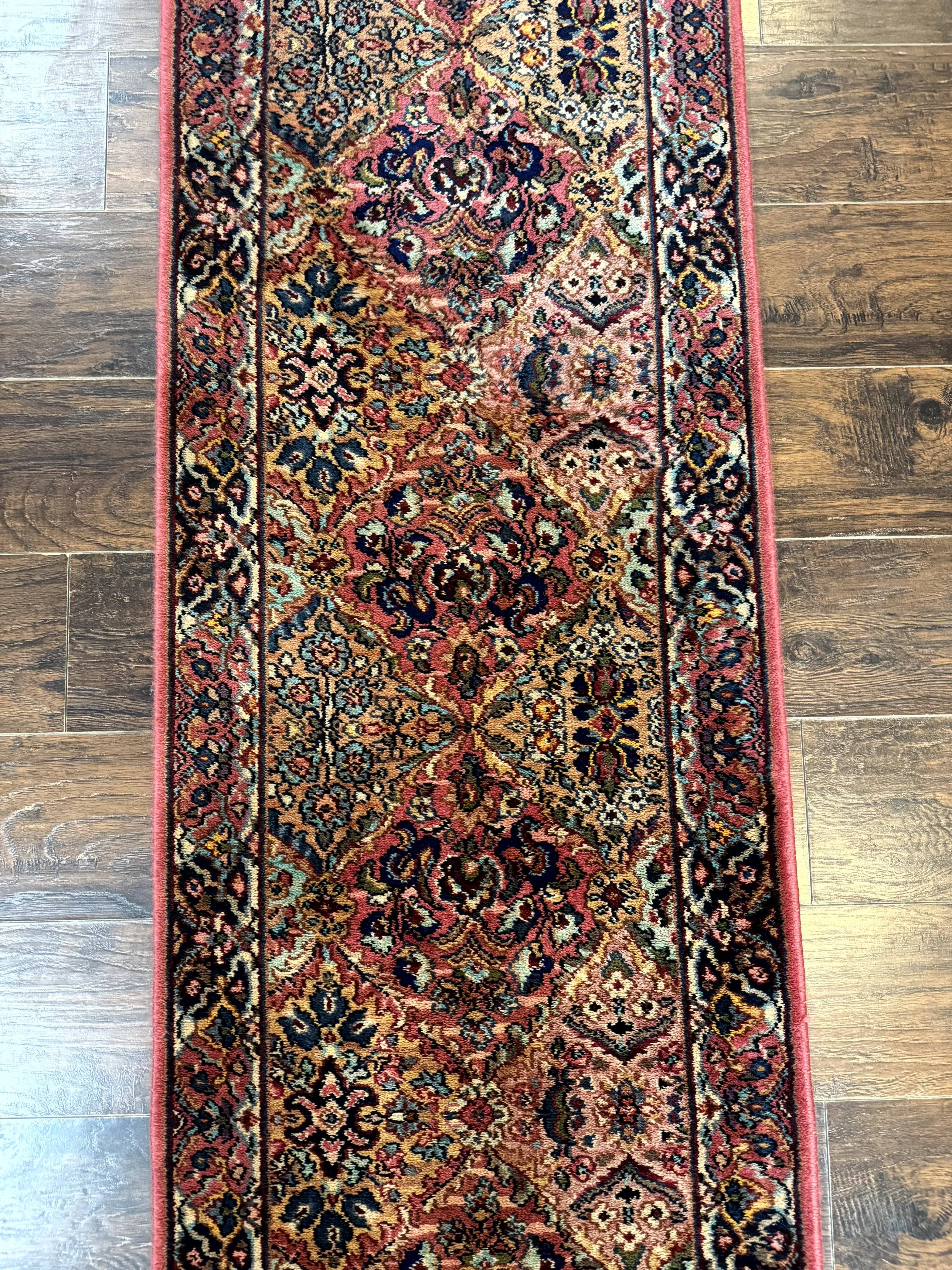 Karastan Runner Rug 2x9, Multicolor Panel Kirman Runner #717, Wool Pile, Original 700 Series, Vintage, Skinny Runner 2 x 9, Rare - Jewel Rugs