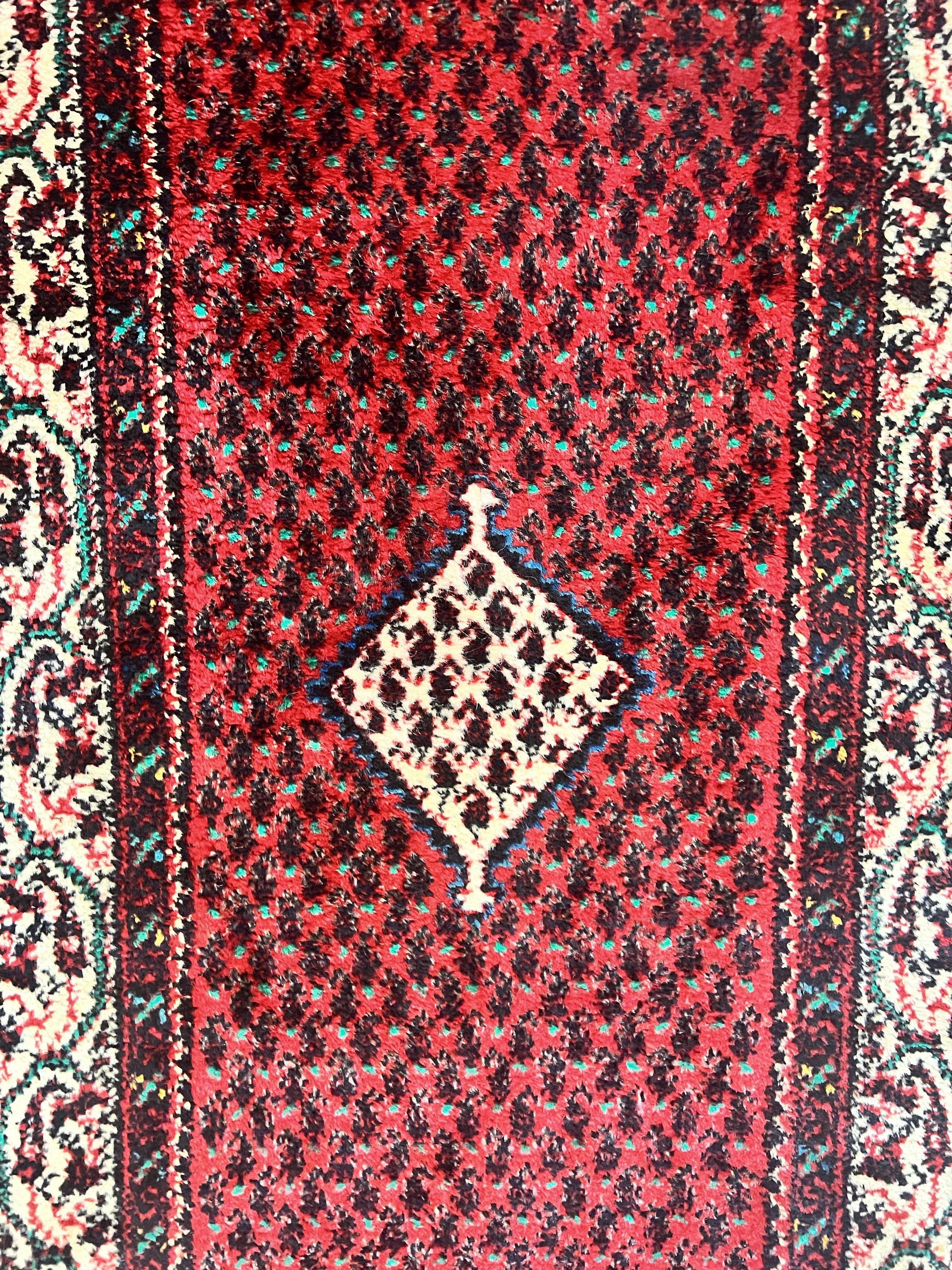 Persian Tribal Rug 2.6 x 5, Boteh Paisley Pattern, Red and Beige, Wool Hamadan Rug - Jewel Rugs