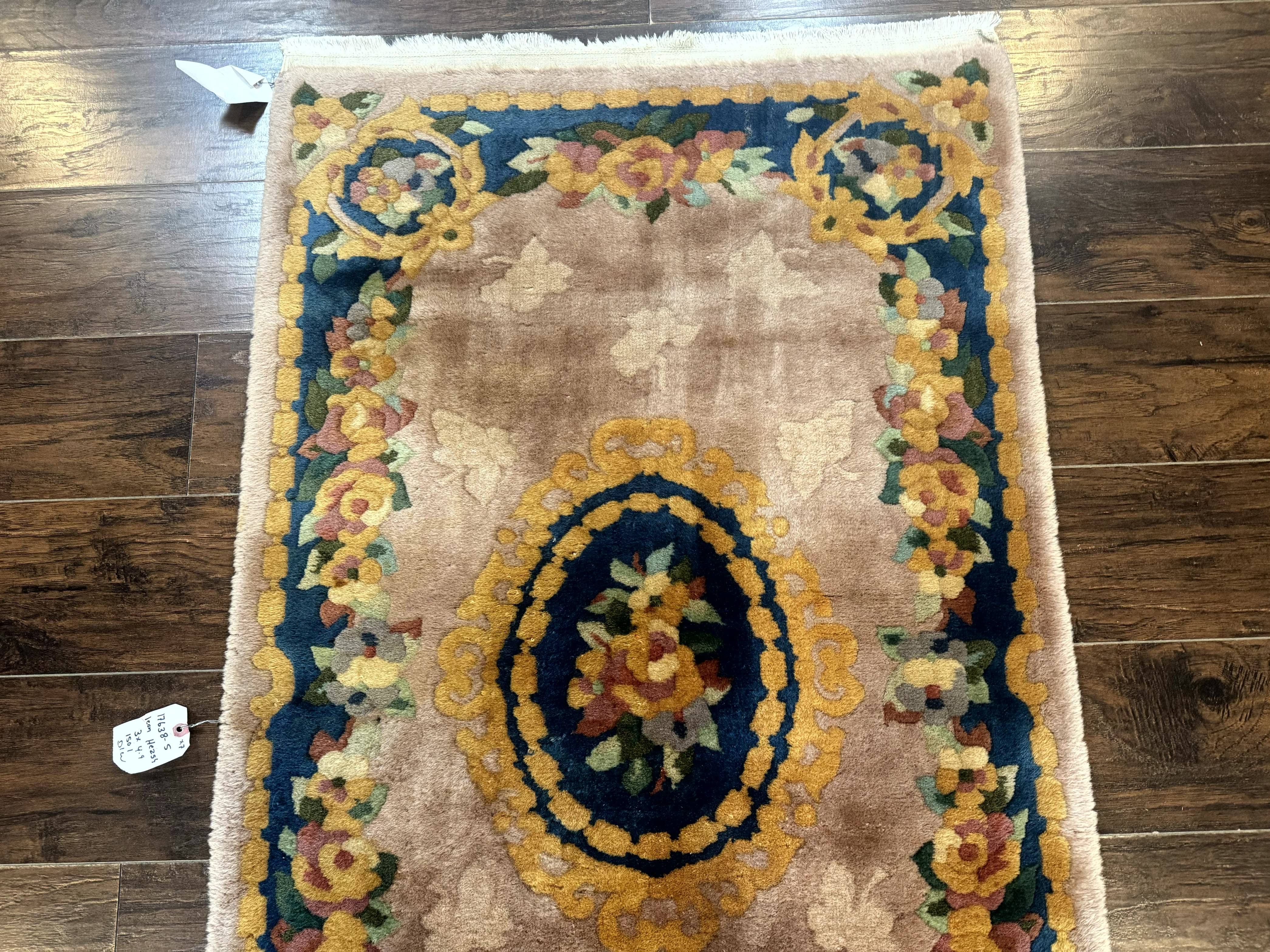 Chinese Wool Rug 3x5, Vintage 90 Line Carpet, Small Art Deco Rug - Jewel Rugs