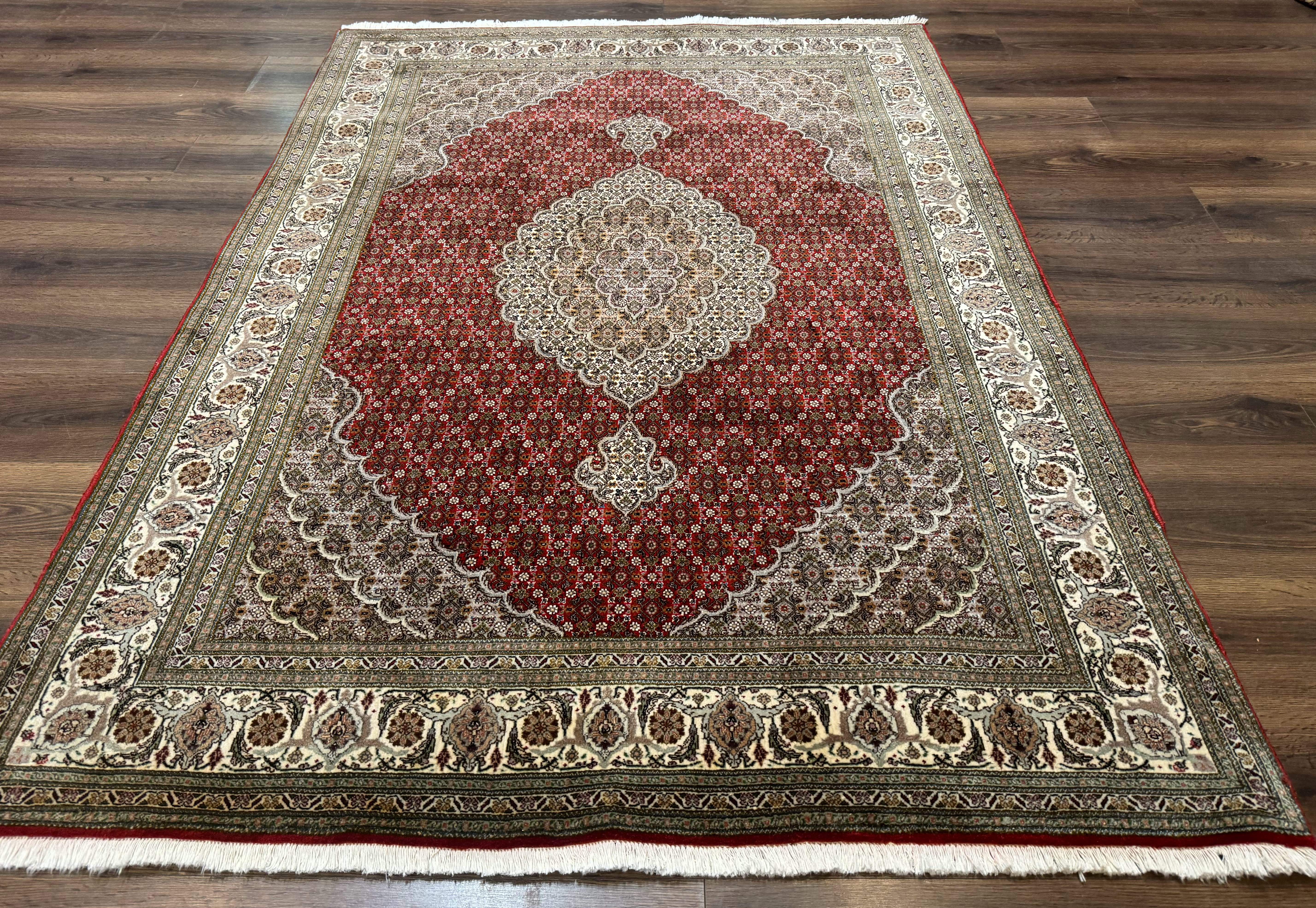 Persian Rug 5x7, Very Fine 330 KPSI, Red and Ivory, Herati Mahi Pattern, Wool & Silk - Jewel Rugs
