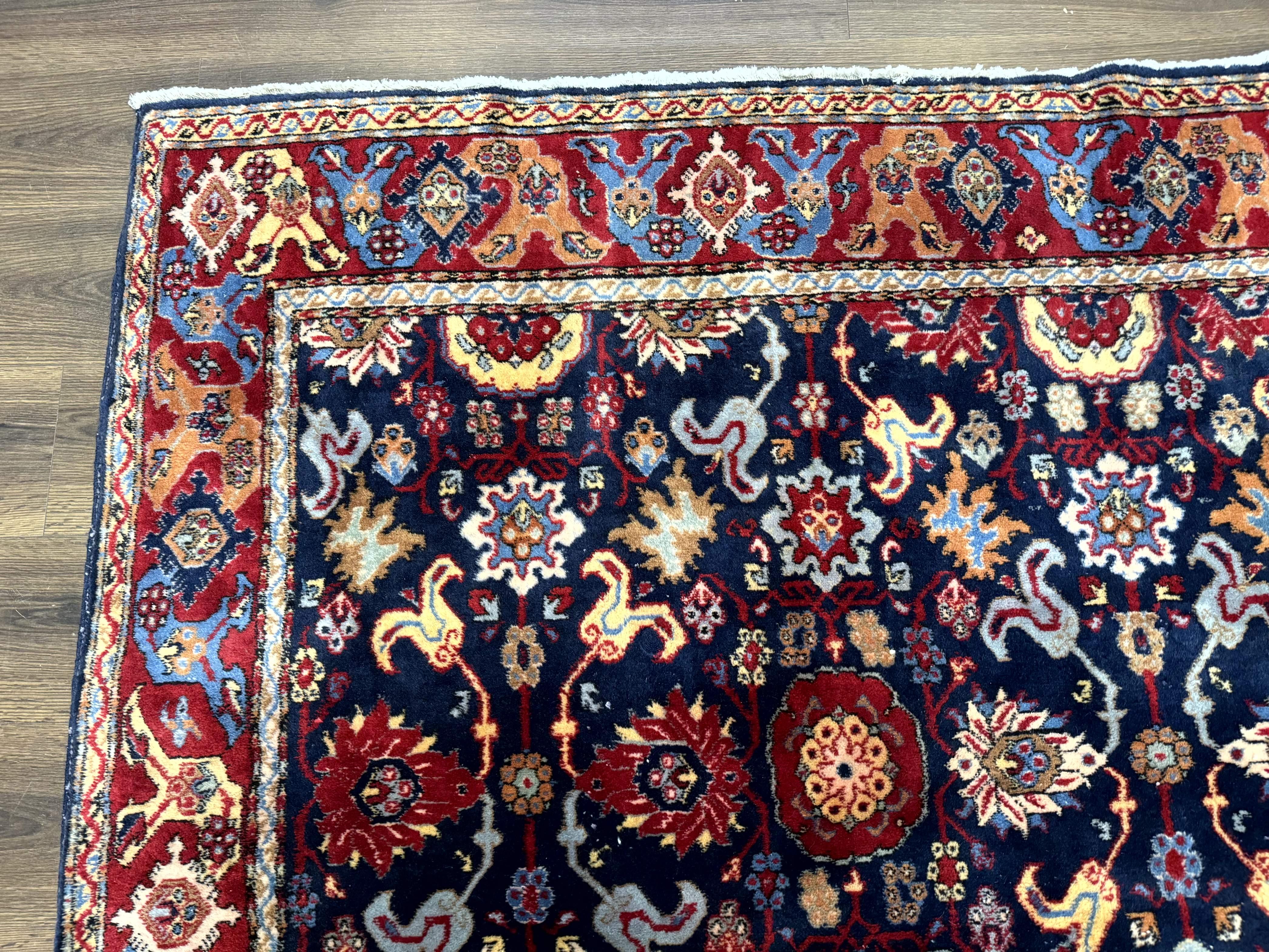 Persian Sarouk Mahal Rug 7x11, Navy Blue Multicolor Colorful Persian Carpet, Mina Khani Allover Pattern, Vintage Persian Rug - Jewel Rugs