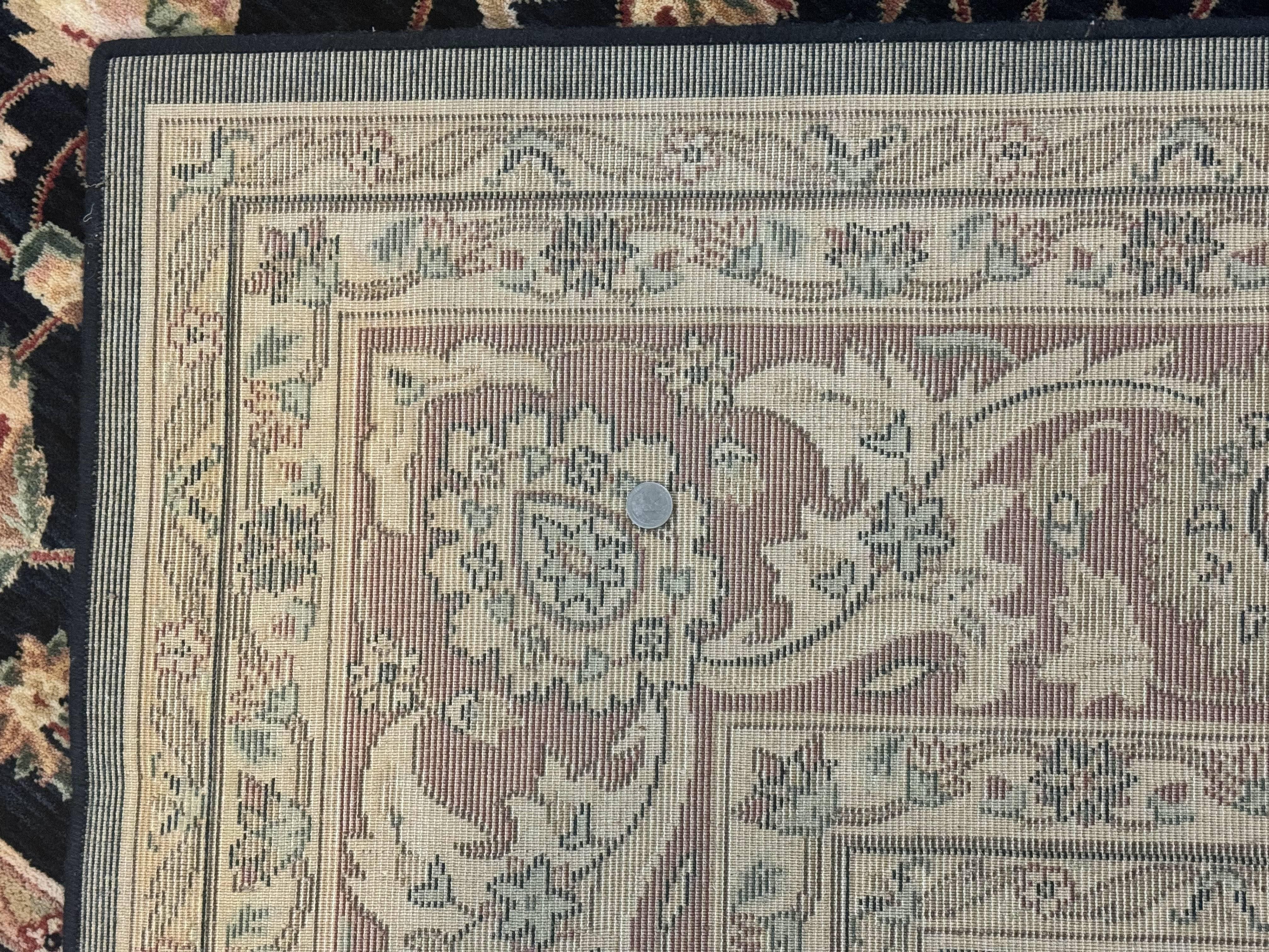 Vintage Oriental Rug 8x11, Floral Persian Design Carpet, Turkish Power Loomed Rug, Navy Blue Red Cream - Jewel Rugs