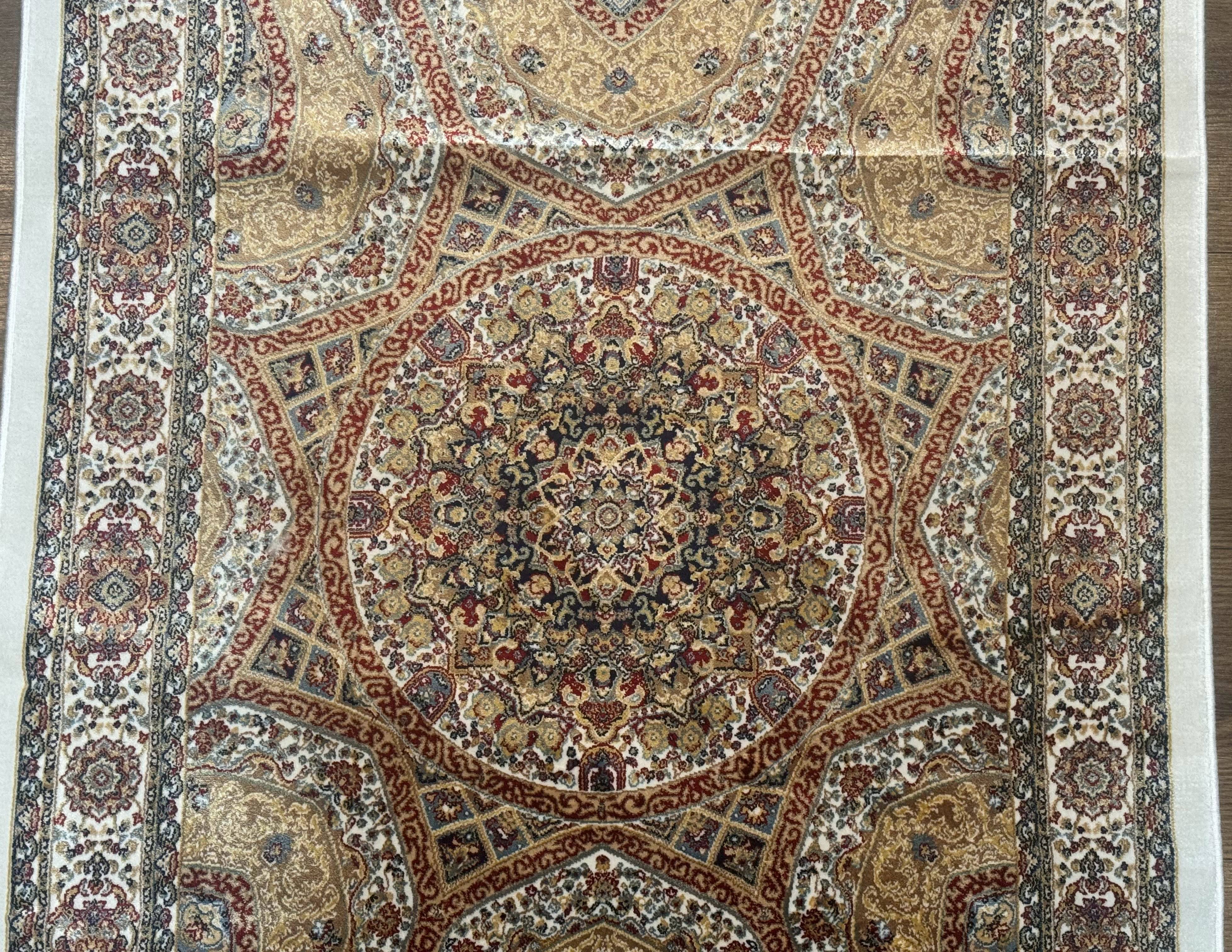 Turkish Silk Runner Rug 2.6 x 13, Dome Design, Hereke Runner, Bamboo Silk, New - Jewel Rugs
