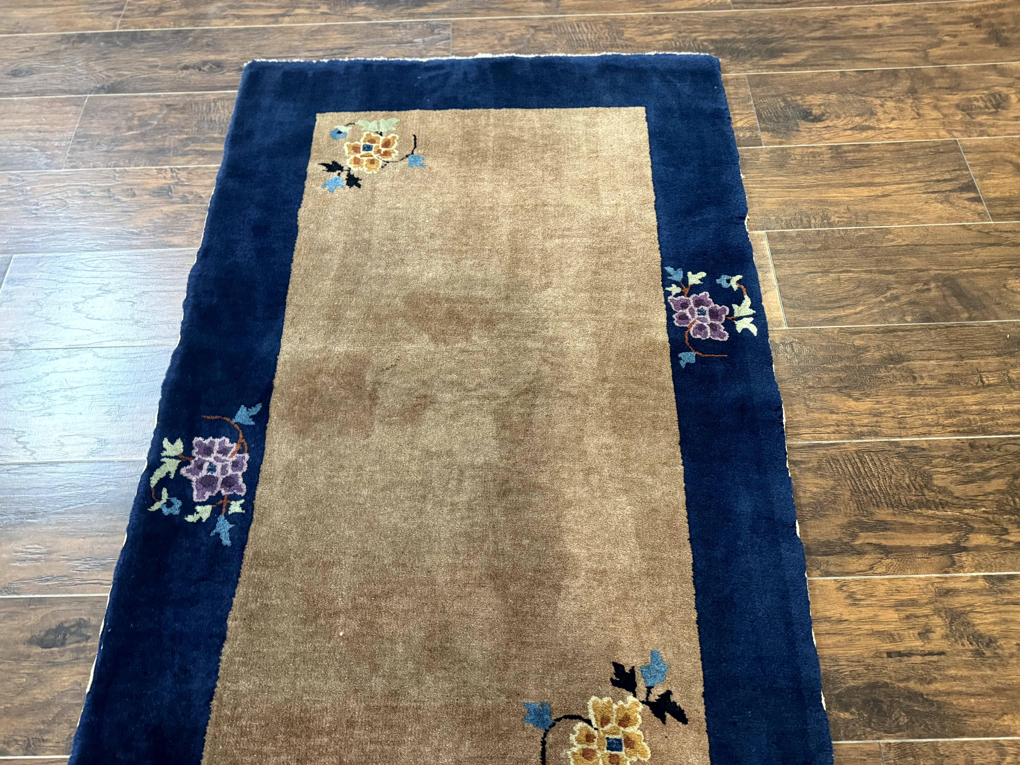 Chinese Rug 3x5, Antique Peking Art Deco Carpet, Simple Design - Jewel Rugs