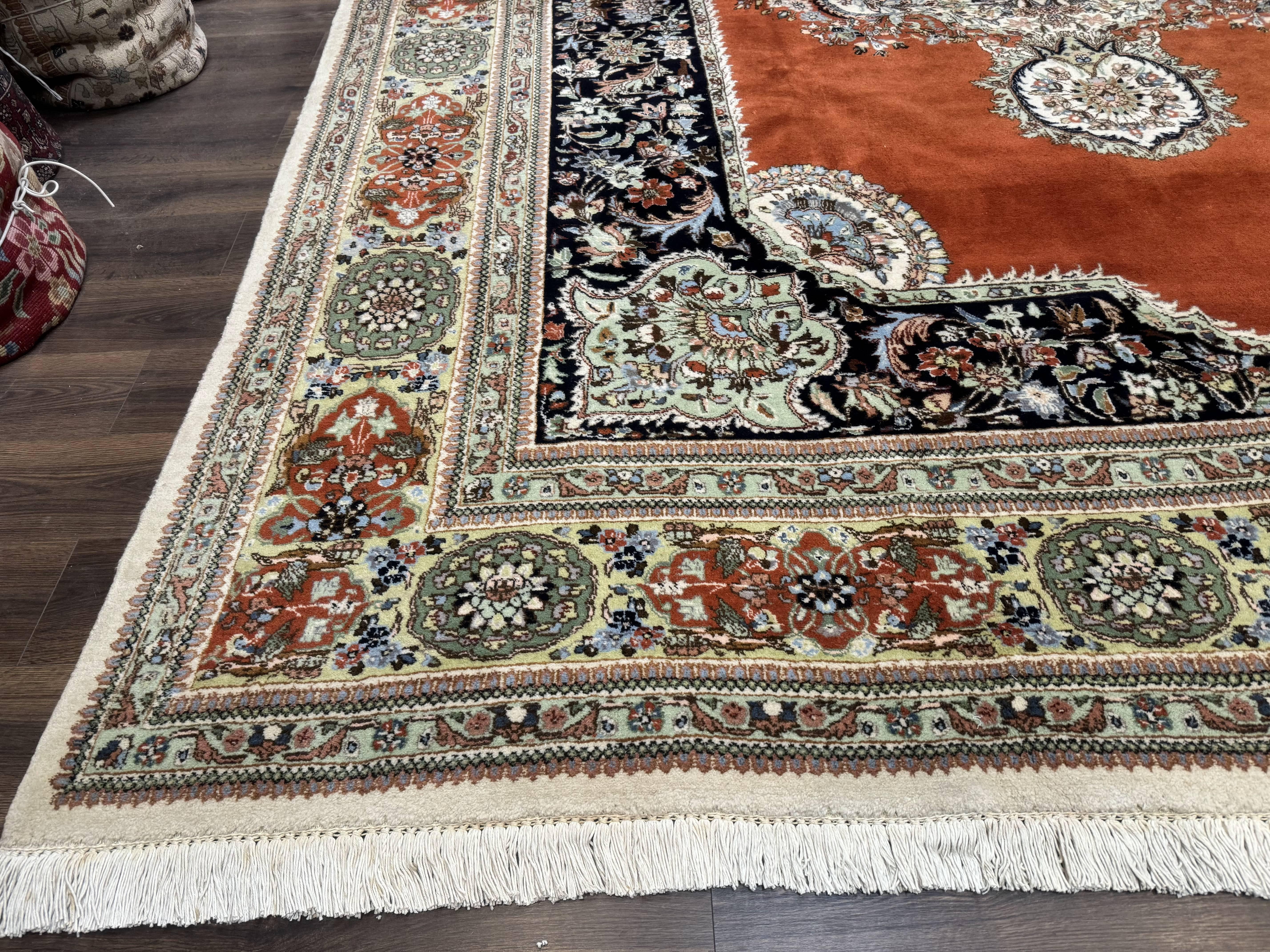Persian Rug 11x13, Semi Open Field, Soft Wool Pile, Vintage Persian Carpet, Persian Tabriz Tabatabai - Jewel Rugs