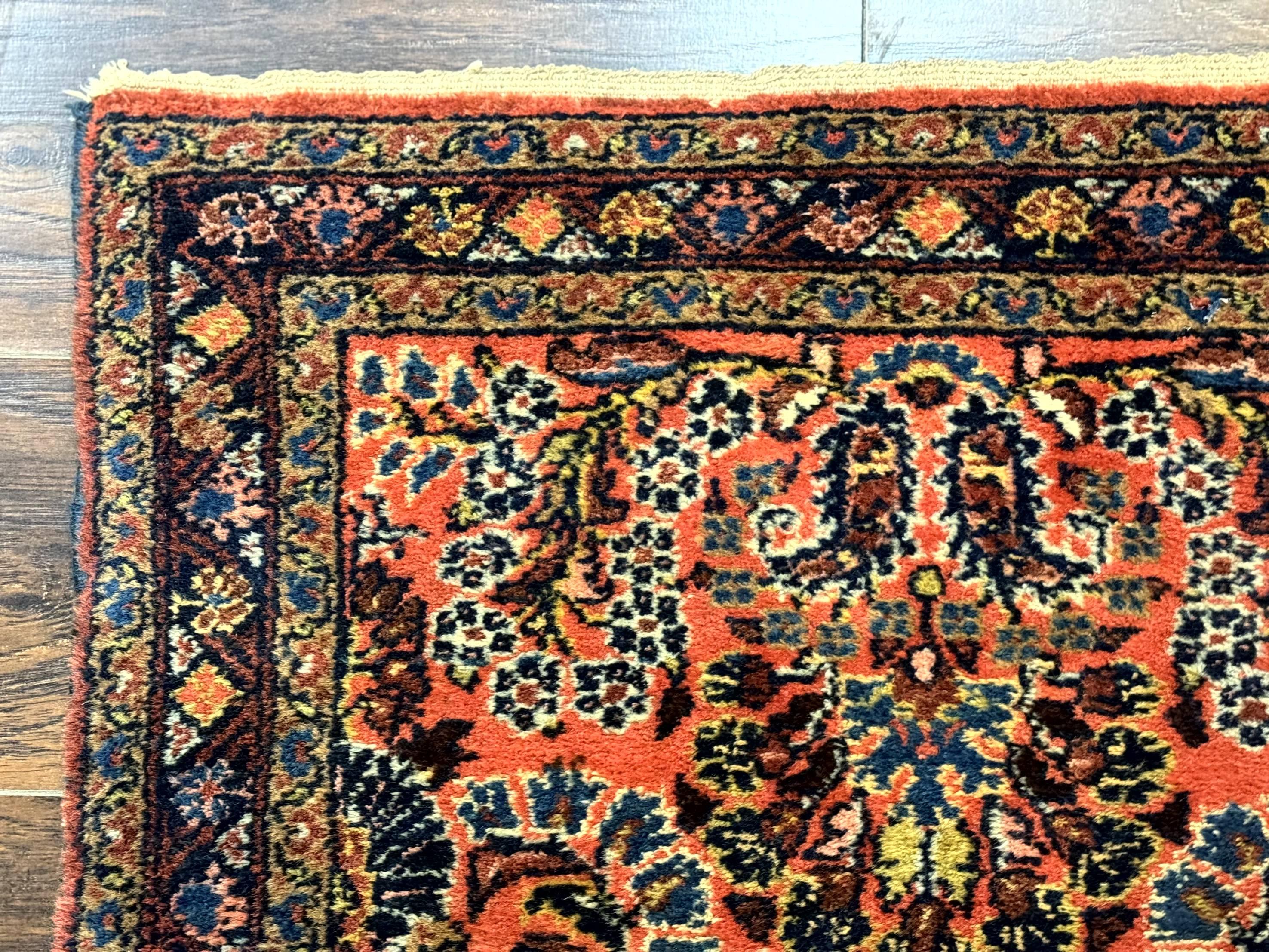 Antique Persian Lilihan Rug 2x4, Red, Floral, Wool, Handmade Lilian Persian Carpet - Jewel Rugs