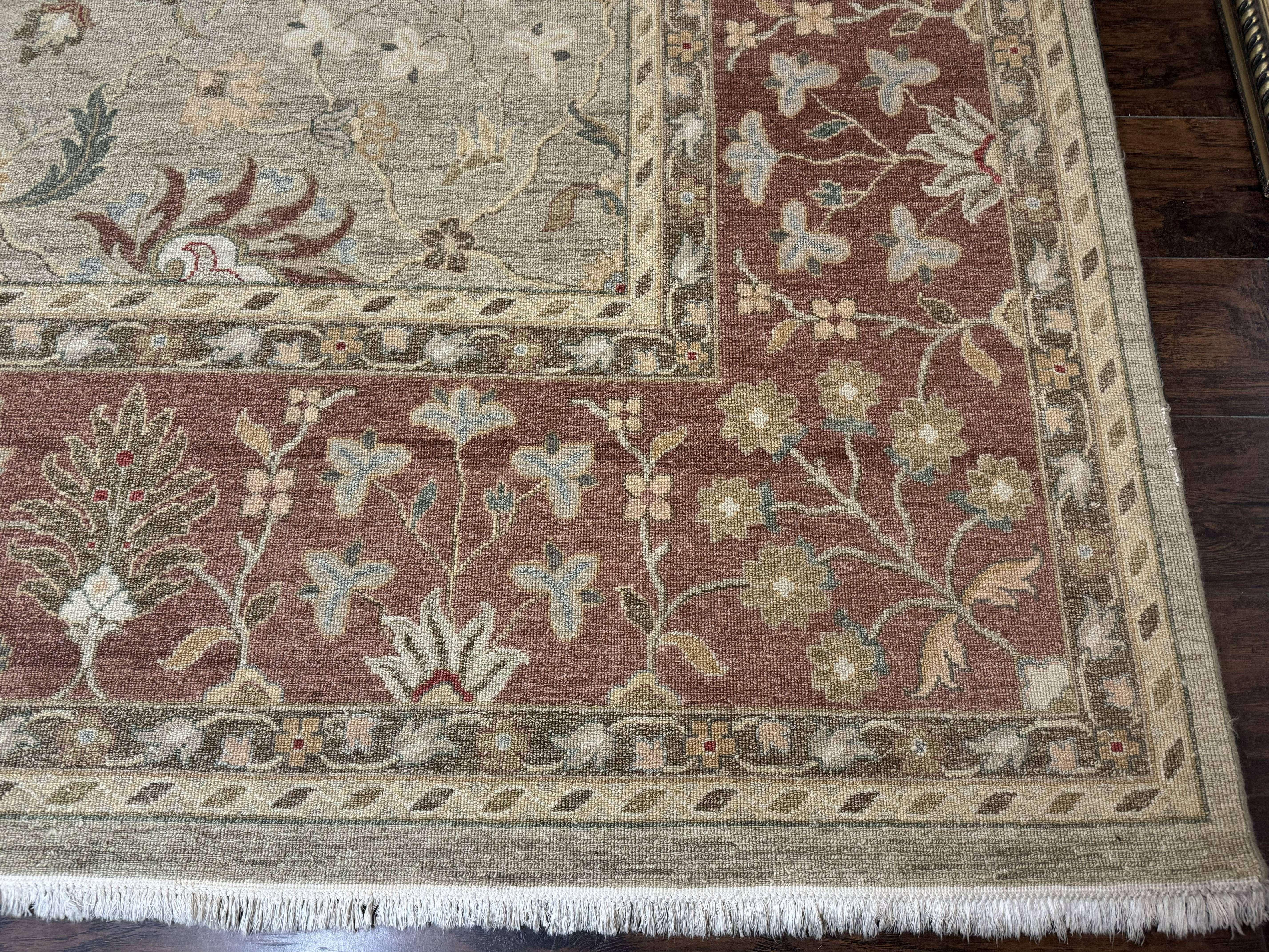 Large Turkish Soumak Rug 10x14, Flatweave Dhurrie, Handmade, Light Green and Salmon - Jewel Rugs