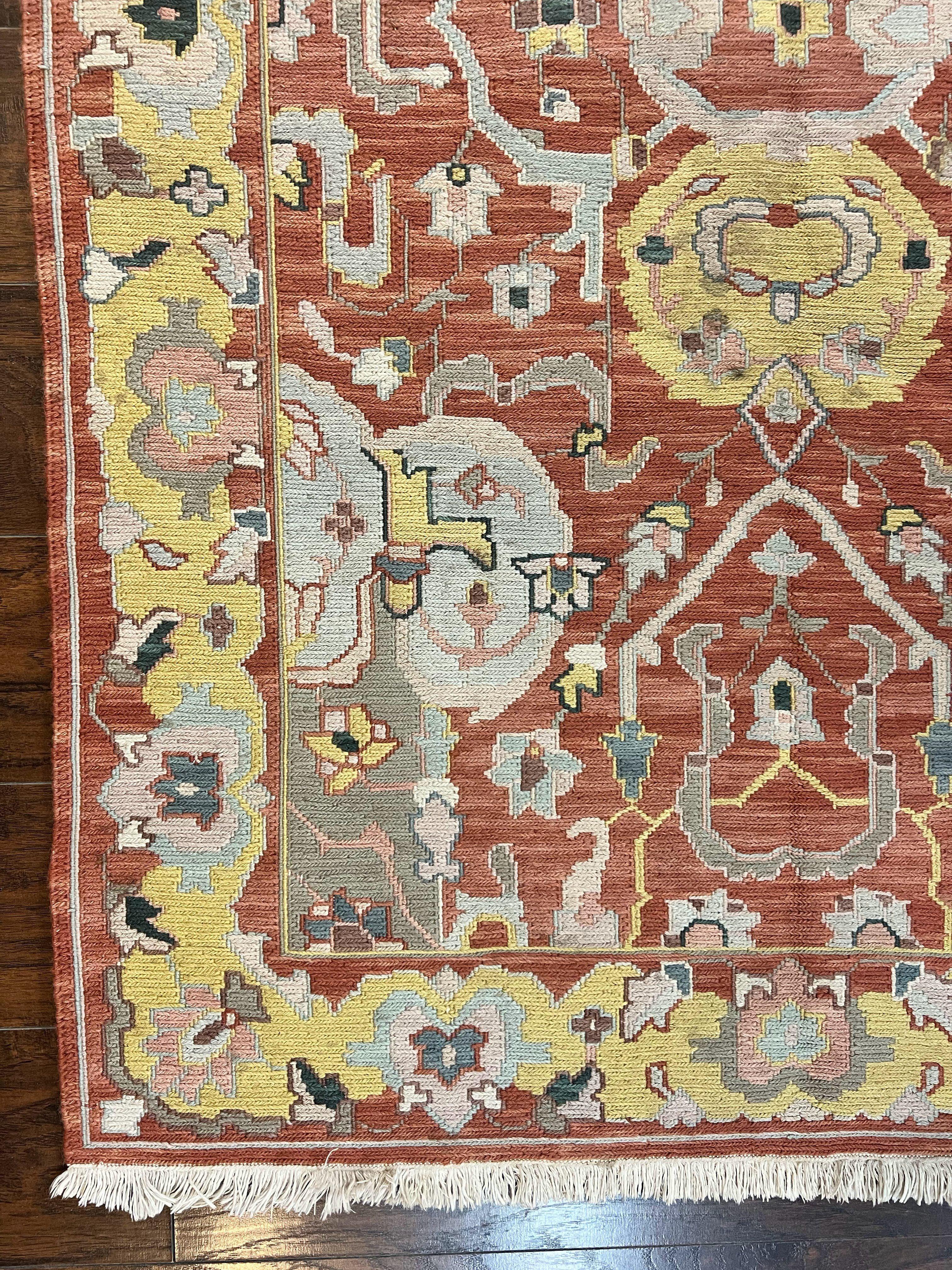 Turkish Flatweave Kilim Rug 4x6, Geometric Wool Handmade Carpet, Vintage - Jewel Rugs