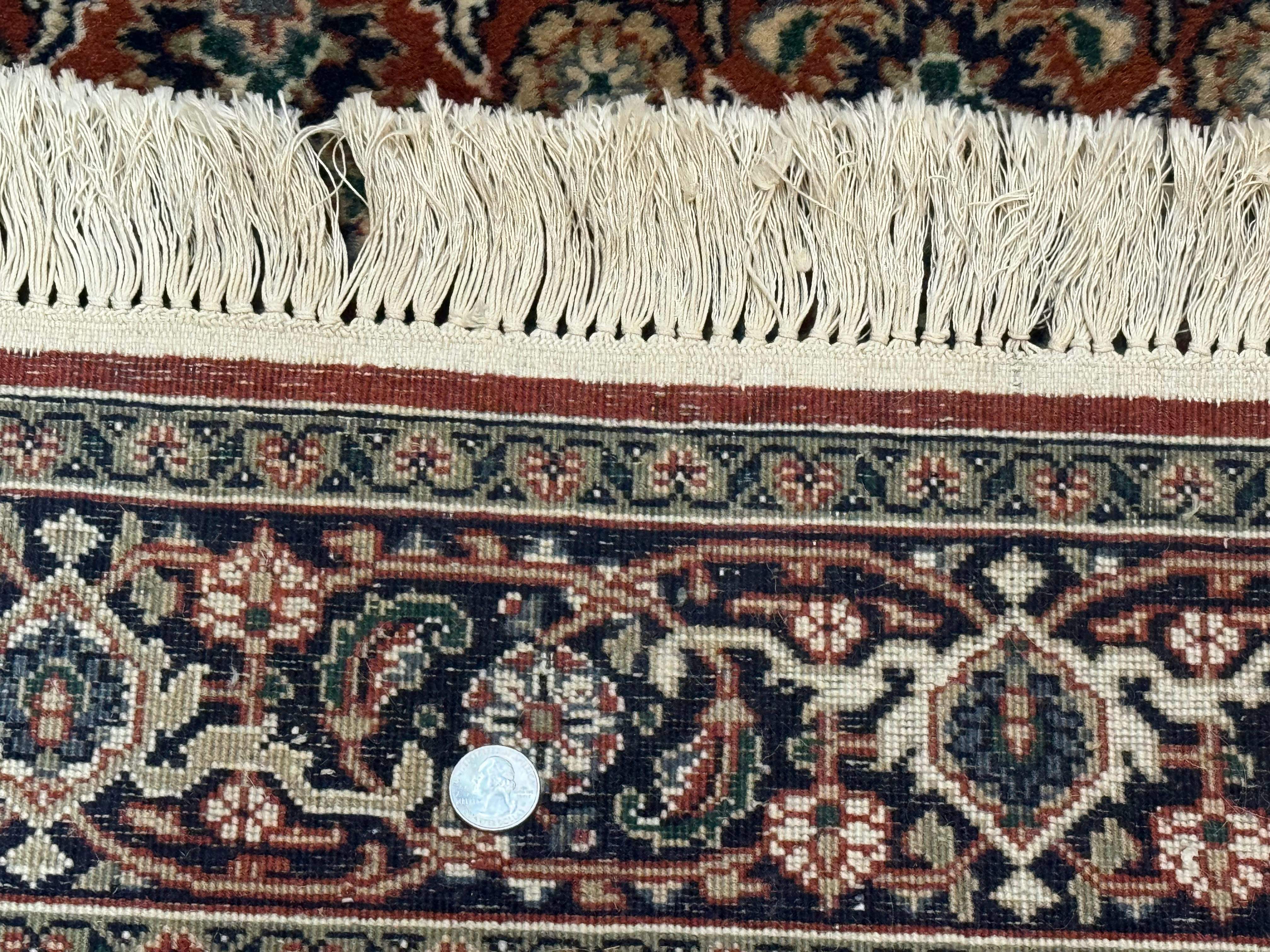 Indo Persian Bijar Rug 3x5, Red and Navy Blue, Allover Pattern, Fine Hand Knotted Wool Carpet - Jewel Rugs