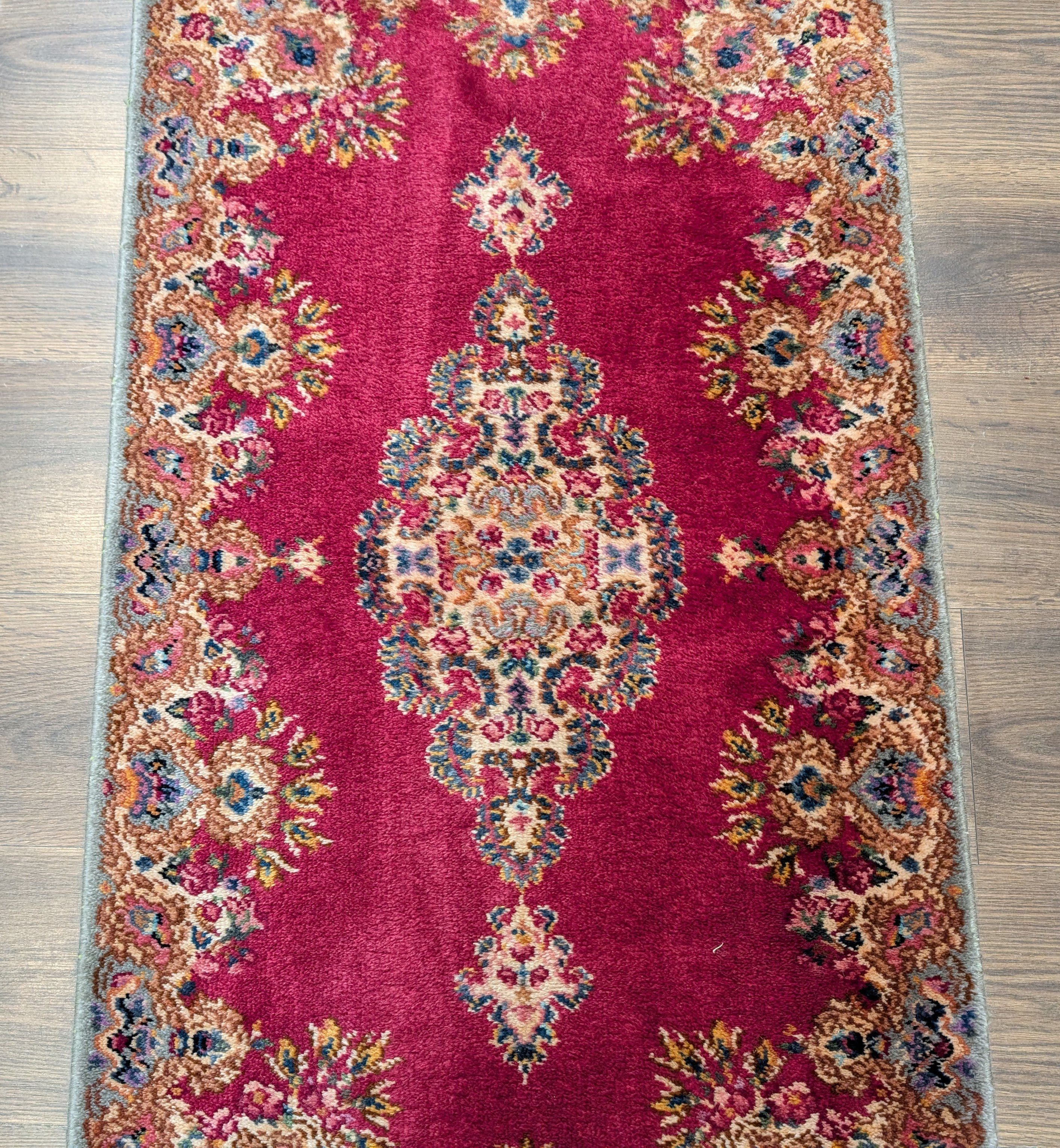 Karastan Rug 2x4 Kirman Red Medallion #762, Small Wool Karastan Rug - Jewel Rugs