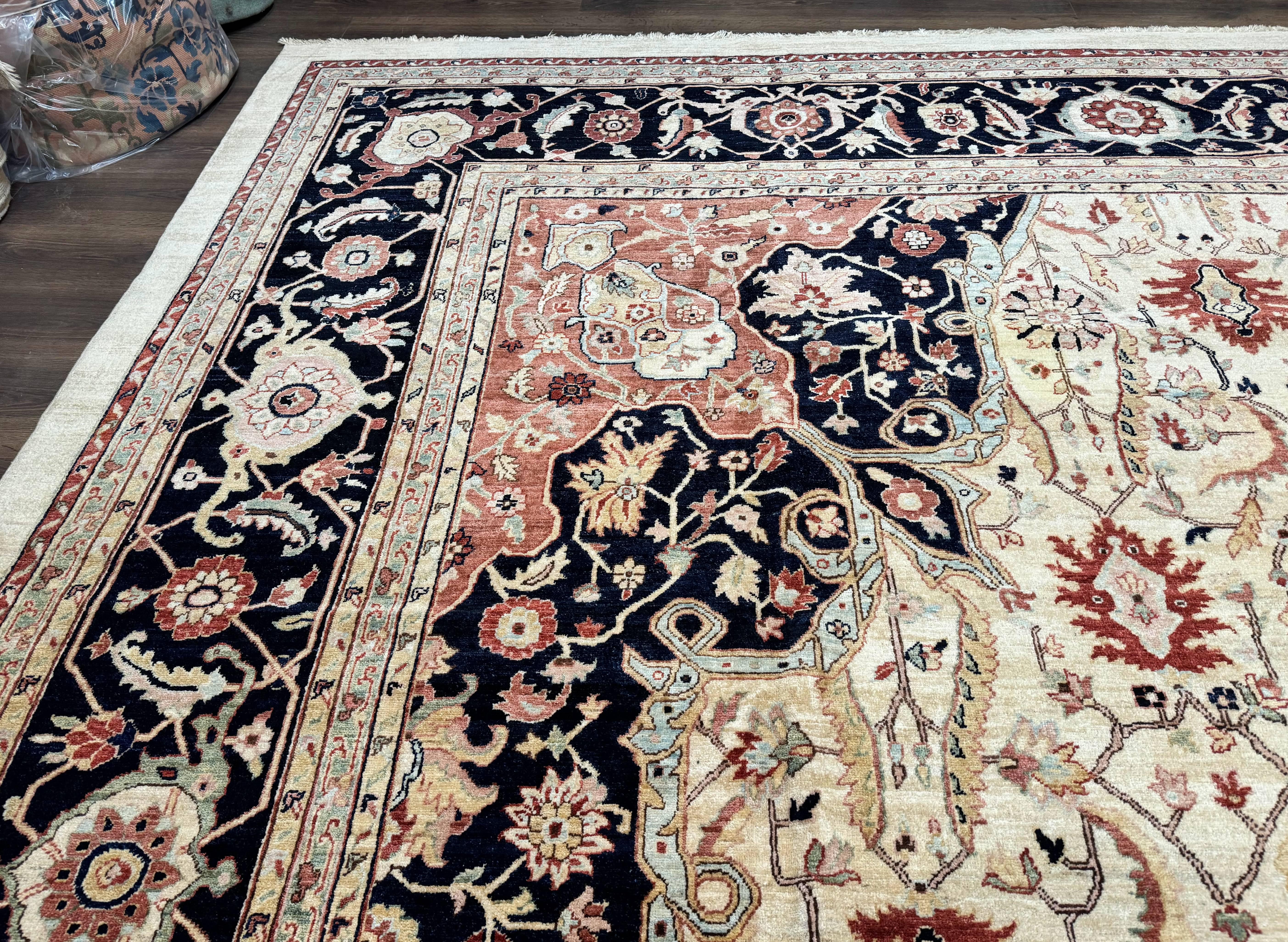 Large Palace Sized Stark Carpet 13x19, Traditional Wool Handmade Rug, Beige - Jewel Rugs