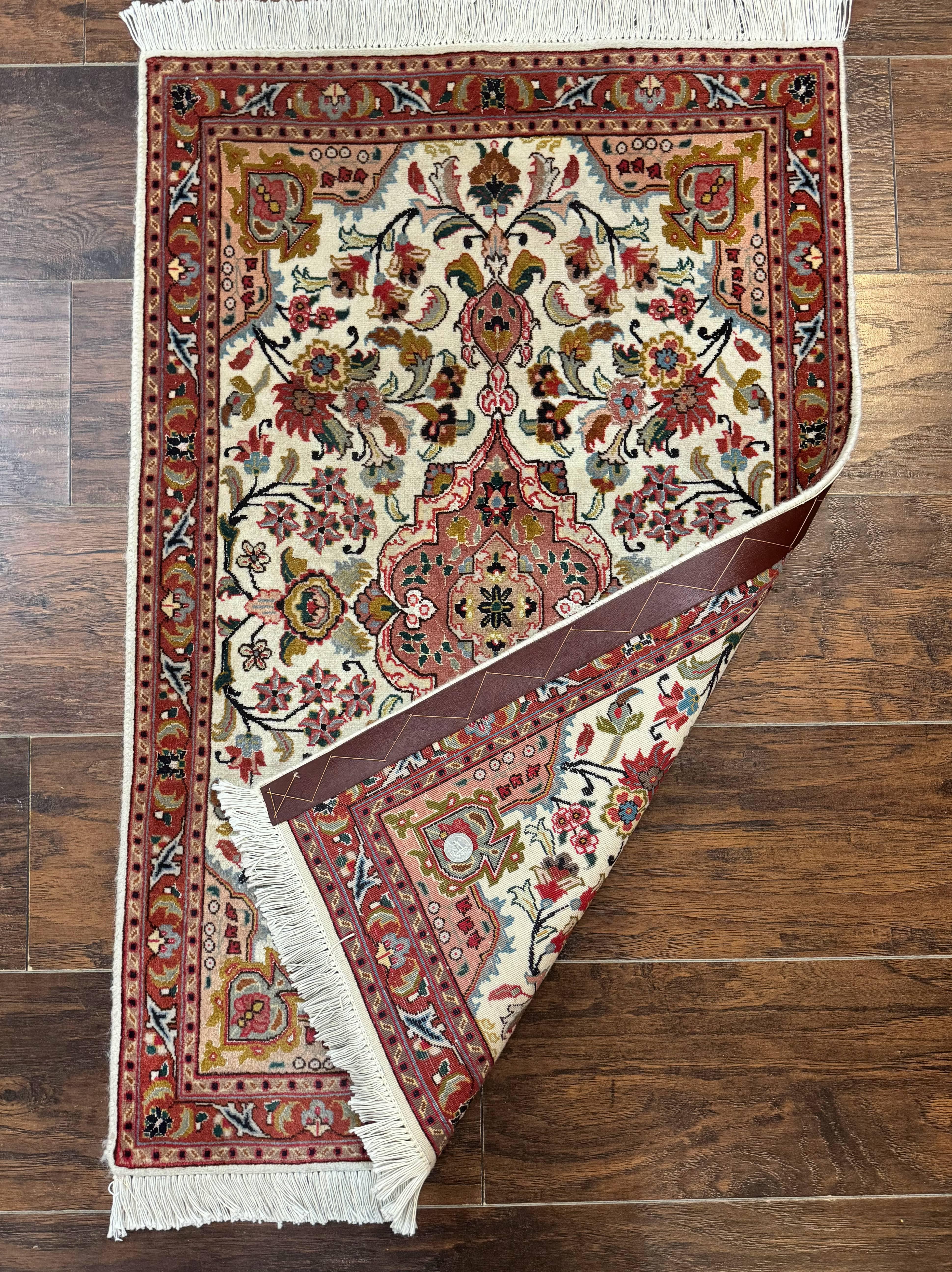 Small Persian Tabriz Rug 2x3, Floral Medallion, Wool and Silk, 340 KPSI - Jewel Rugs