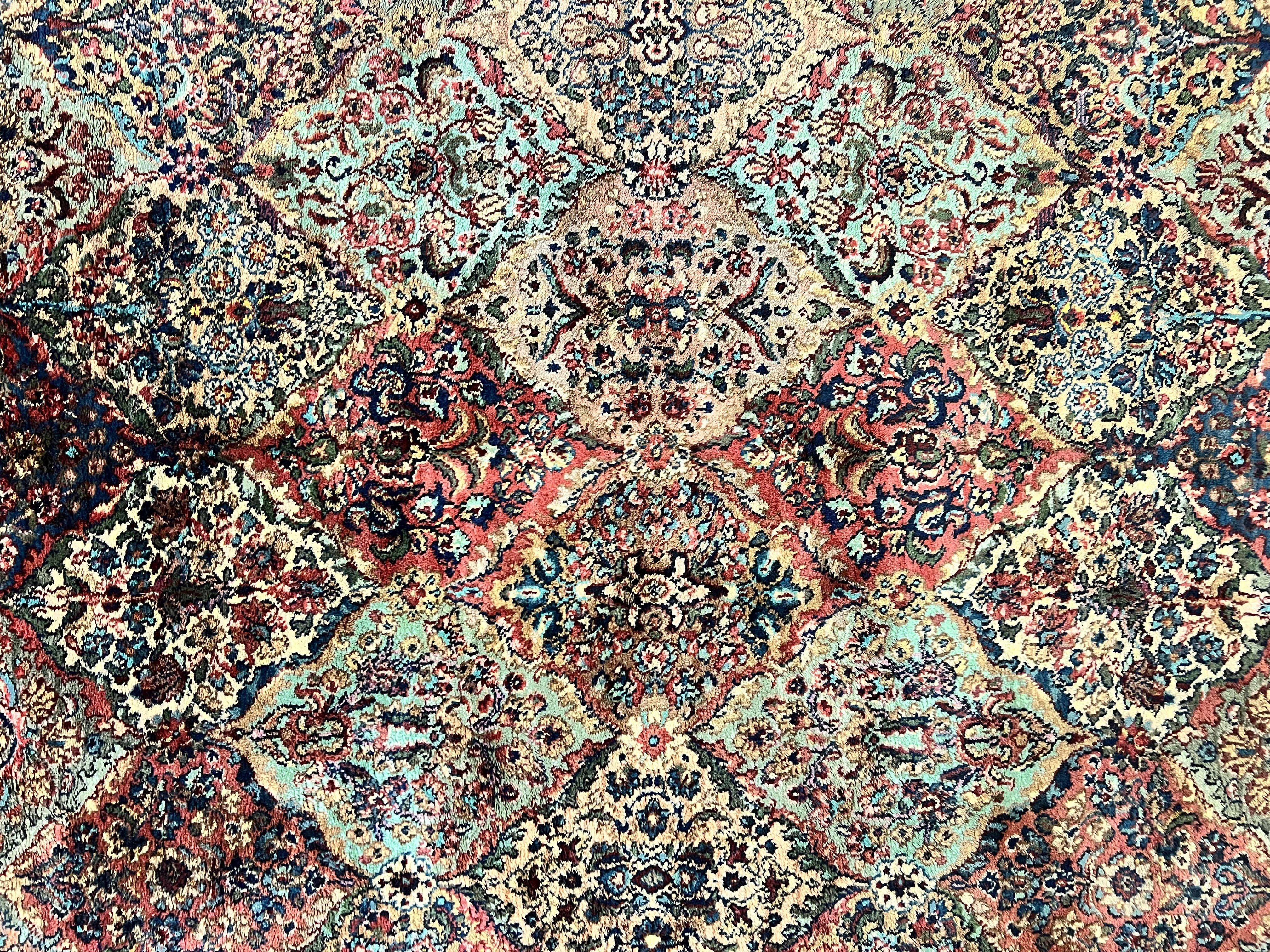 Karastan Rug 5.9 x 9, Multicolor Panel Kirman Rug #717, Wool Original Karastan Collection 700 Series, Vintage Karastan Area Rug - Jewel Rugs