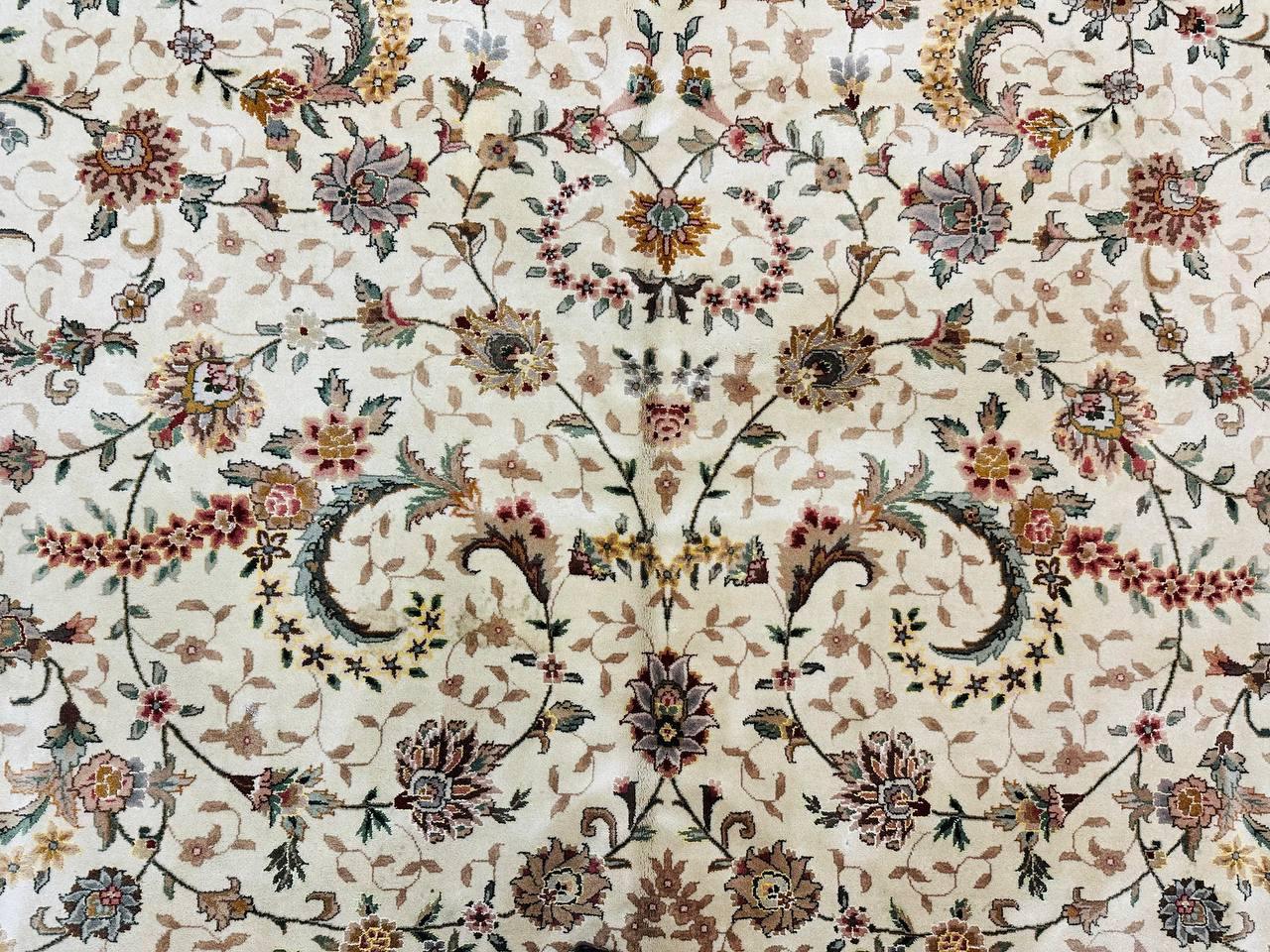 Pak Persian Rug 9x11, Ivory, Floral Allover, Handmade Vintage Wool Rug - Jewel Rugs