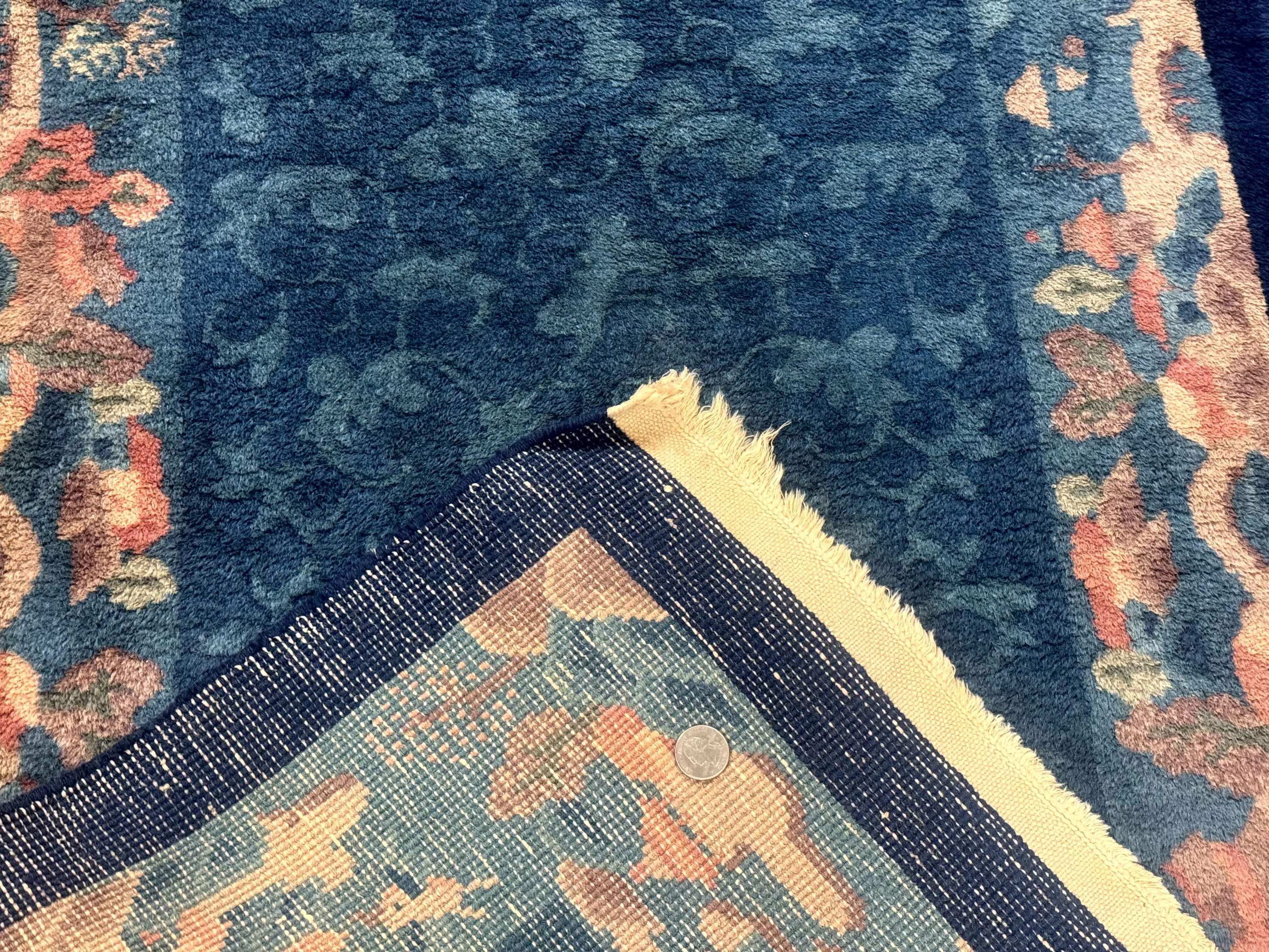 Blue Chinese Wool Rug 2.5 x 4, Peking Rug, Fete Rug, Semi Antique Chinese Carpet - Jewel Rugs
