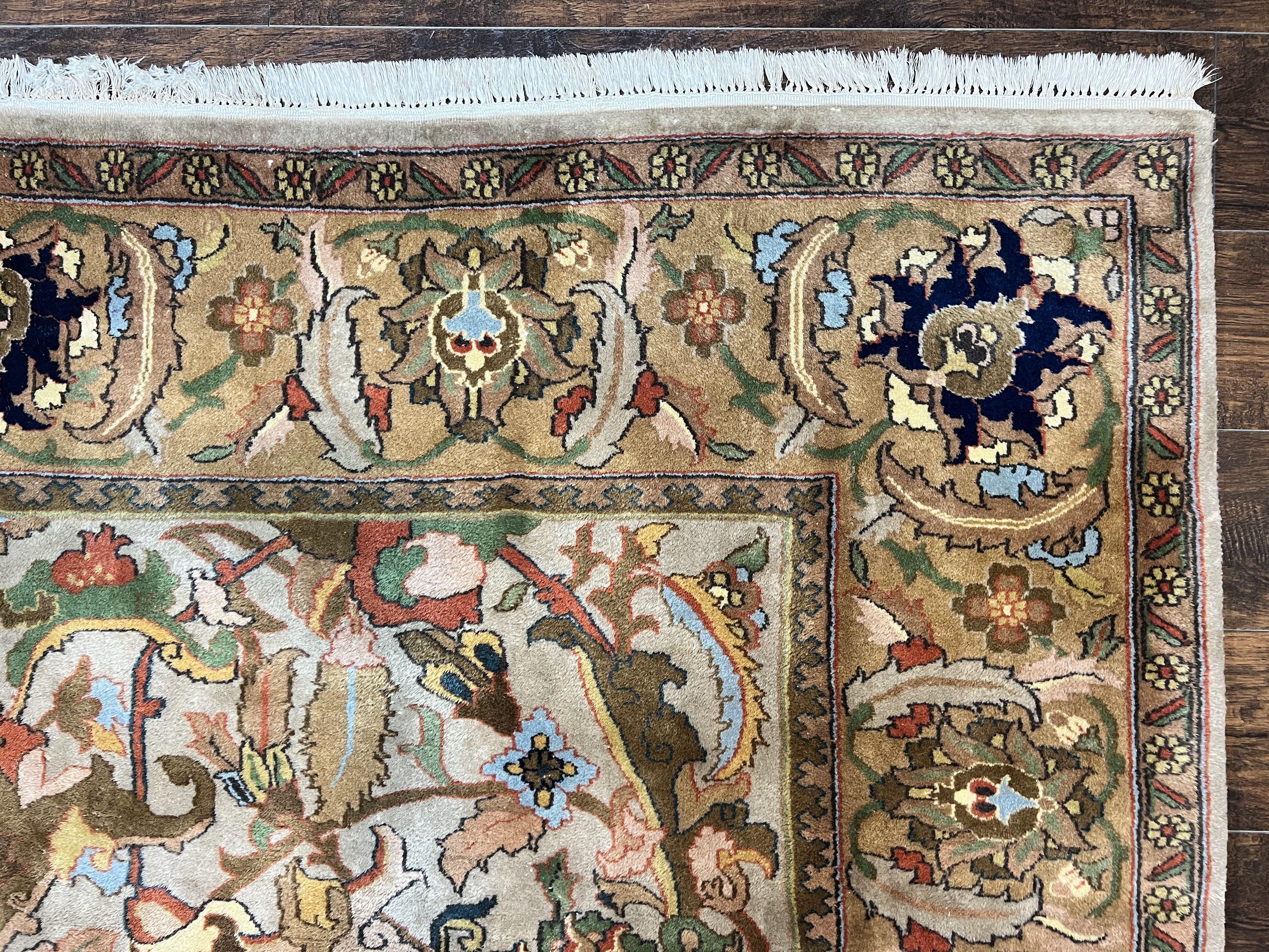 Indian Agra Rug 8x10, Wool Vintage Handmade Carpet, Gray Brown - Jewel Rugs