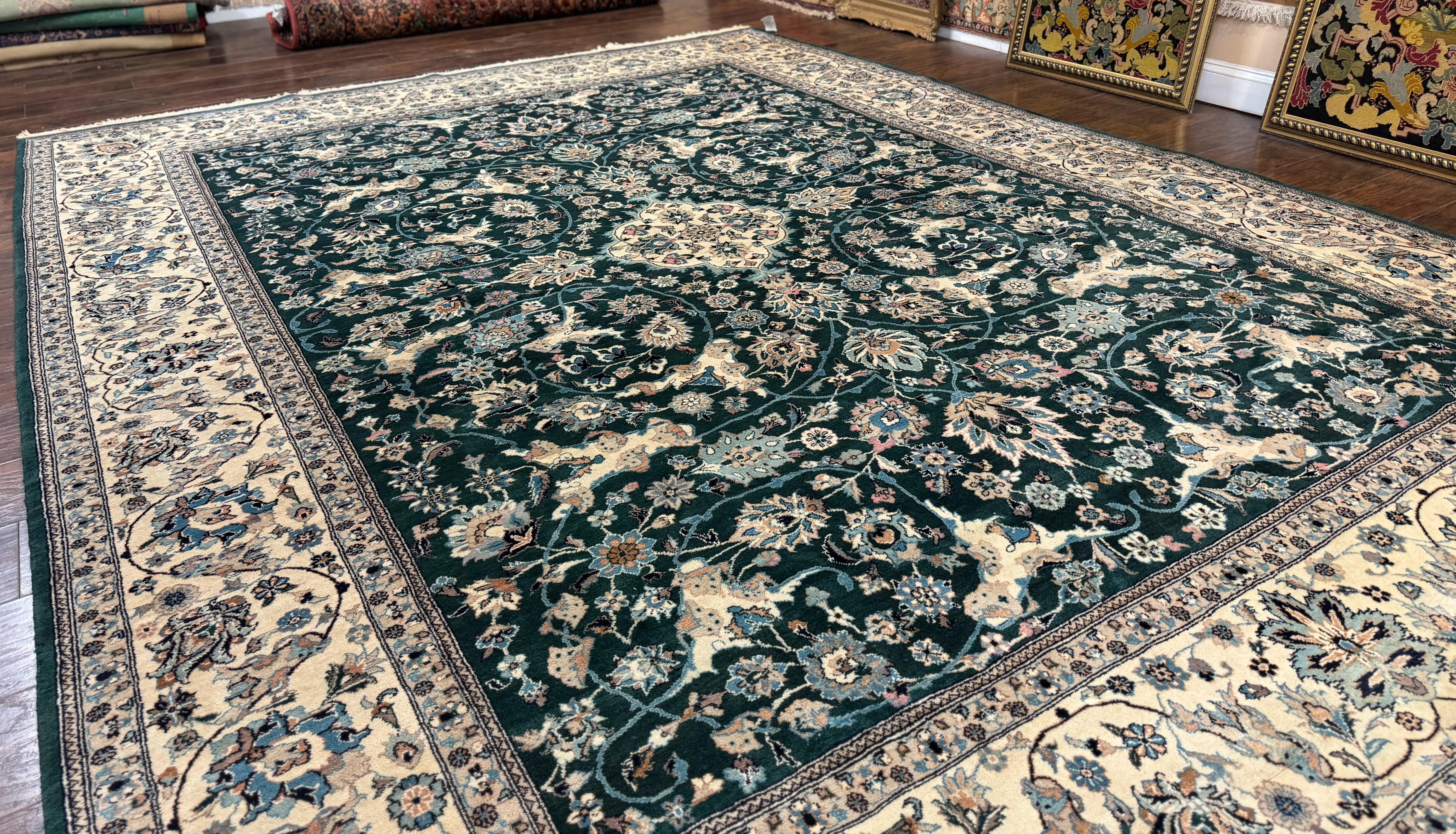 Pak Persian Rug 9x12, Dark Green, Floral Allover - Jewel Rugs