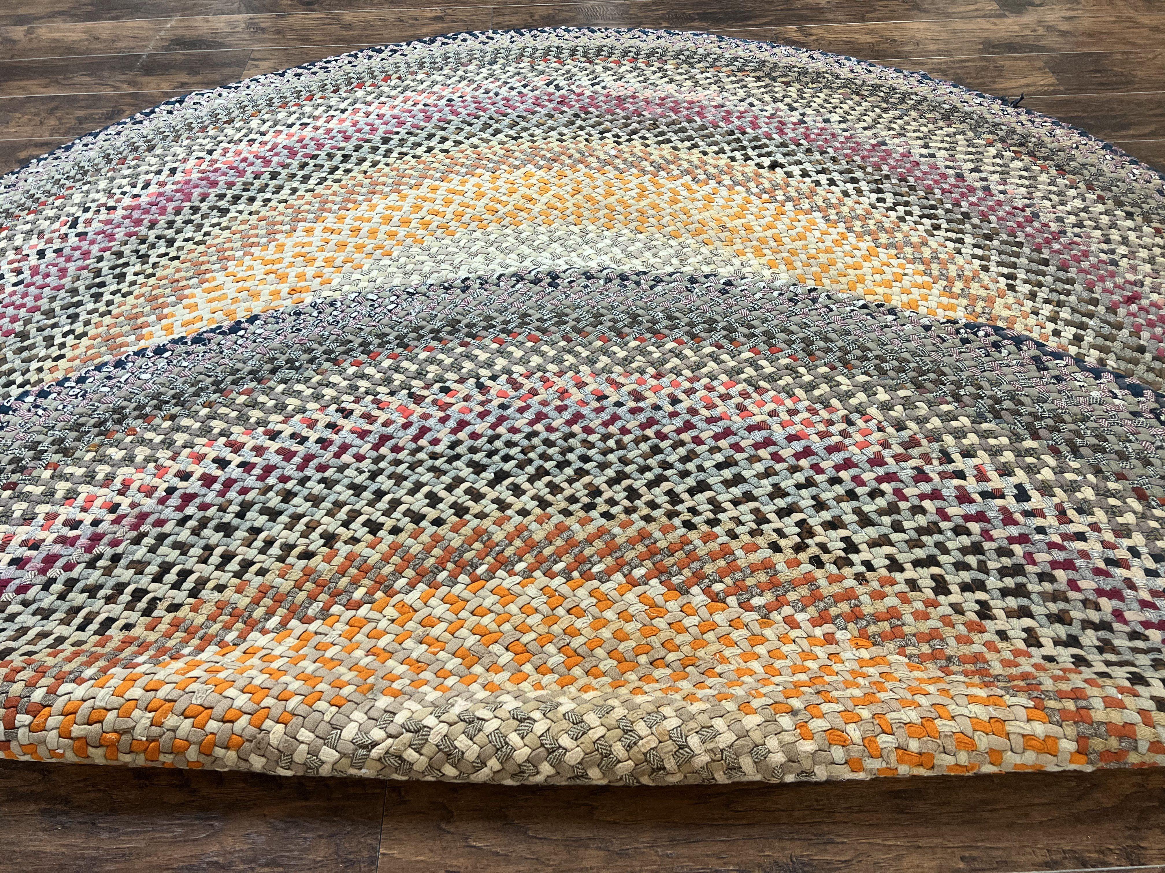 Large American Braided Rug 9x9, Multicolor Vintage Braided Carpet - Jewel Rugs