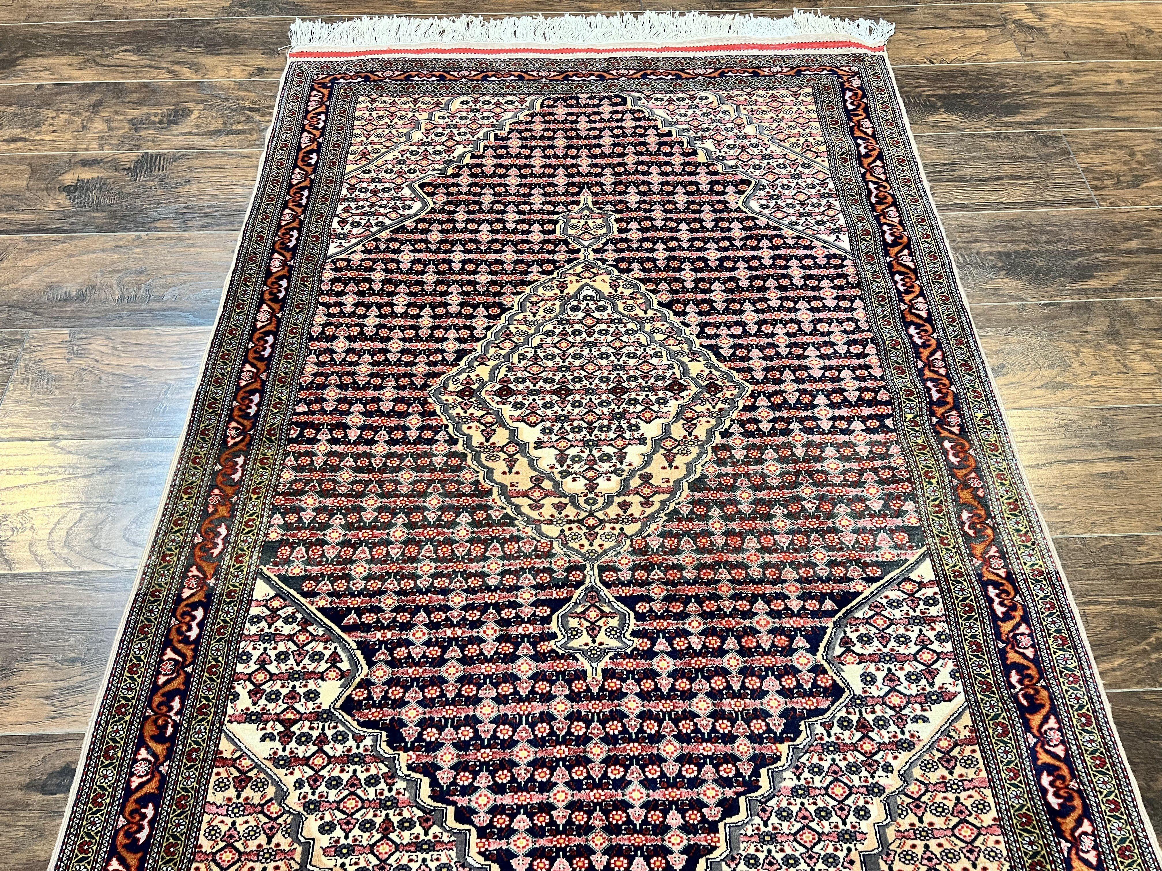 Afghan Rug 4x5, Wool with Silk Highlights, Very Fine Hand Knotted Vintage Oriental Carpet, Herati Pattern, Persian Rug, Bidjar Rug, 400 KPSI - Jewel Rugs