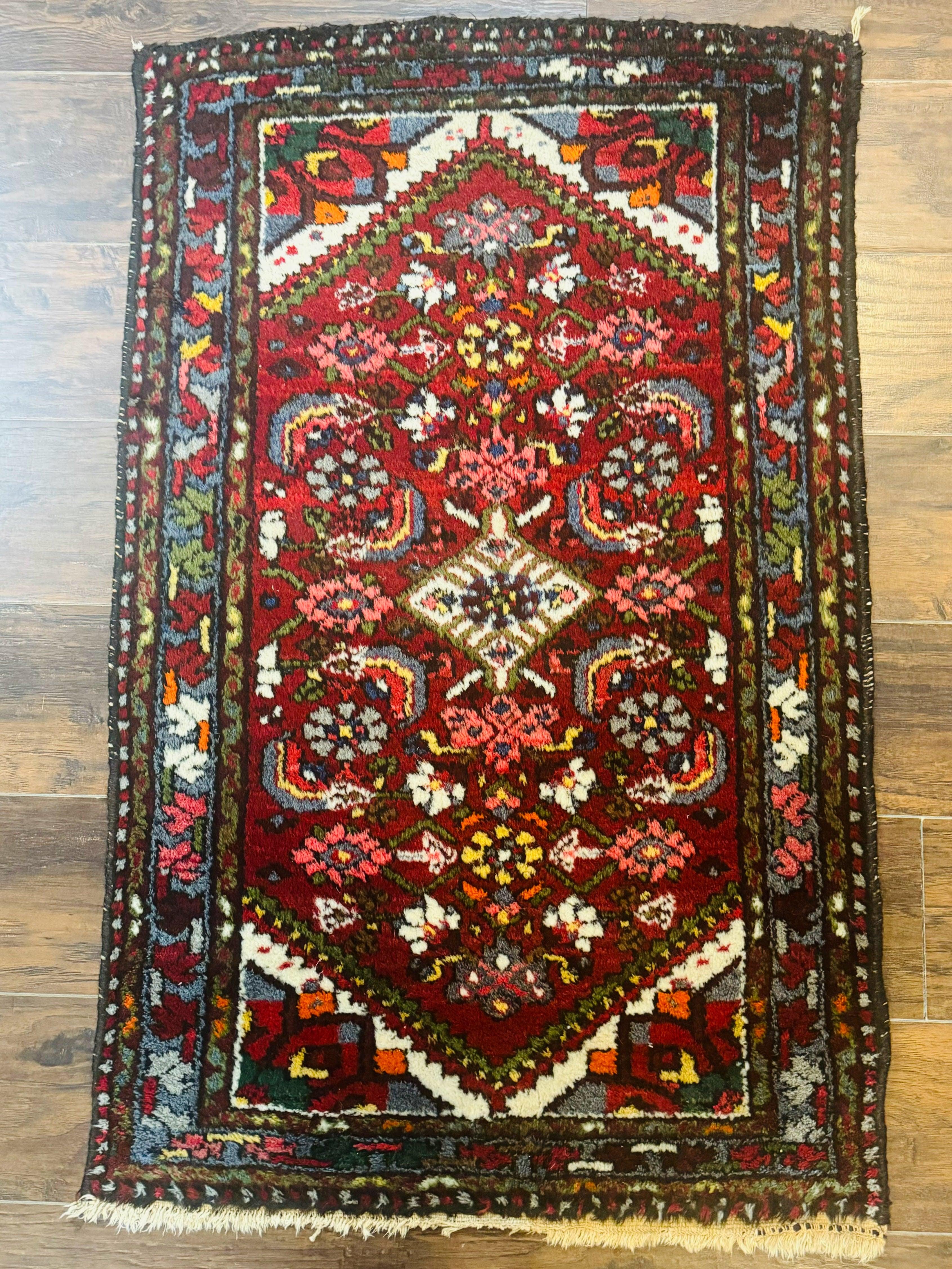 Small Red Persian Tribal Rug 2.6 x 4, Wool Rug, Persian Hamadan Rug - Jewel Rugs