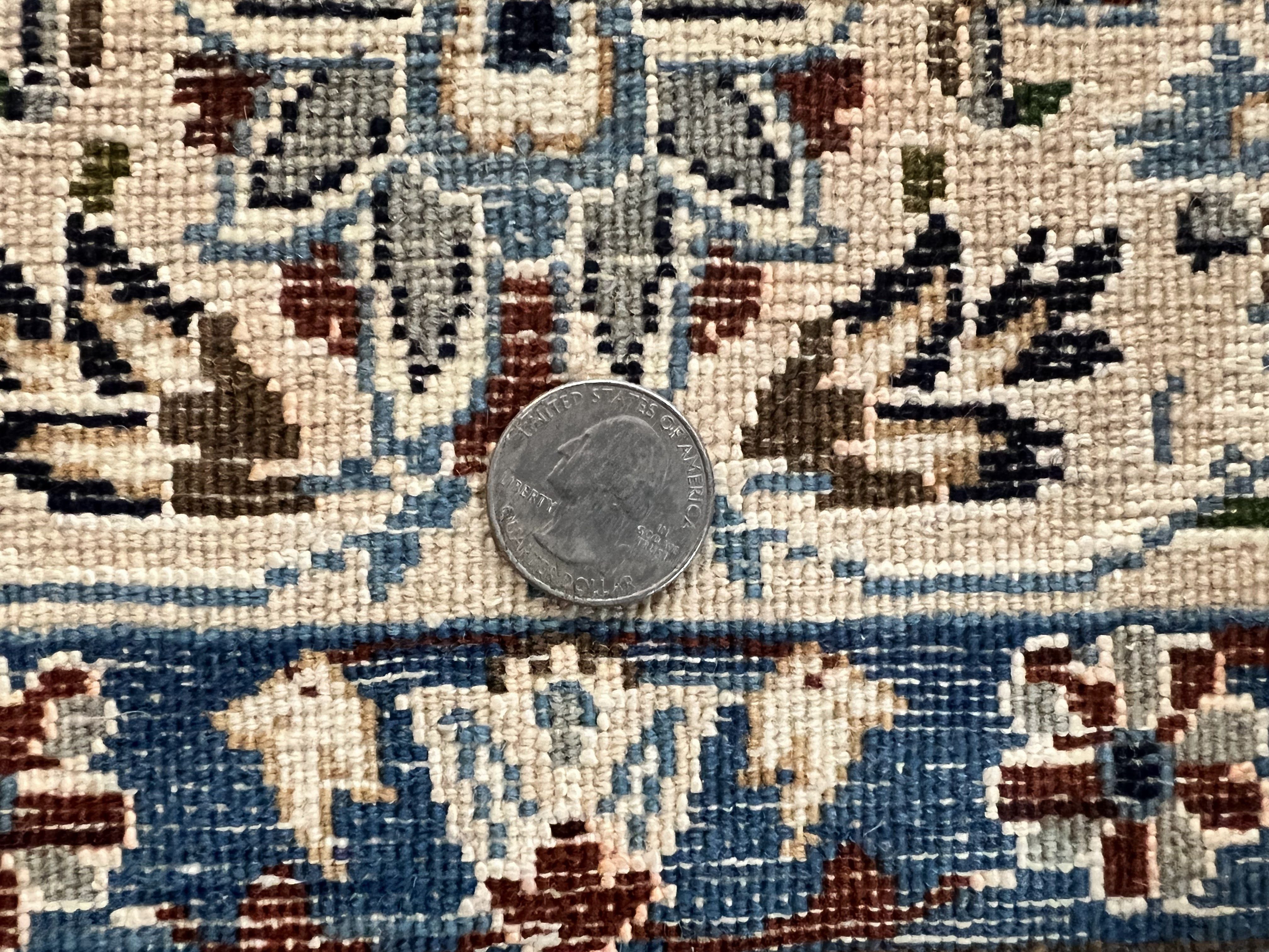 Persian Nain Rug 4x7, Floral Medallion Oriental Carpet 4 x 7 ft, Ivory Persian Rug, Handmade Hand Knotted Vintage, Wool & Silk Highlights, Birds - Jewel Rugs