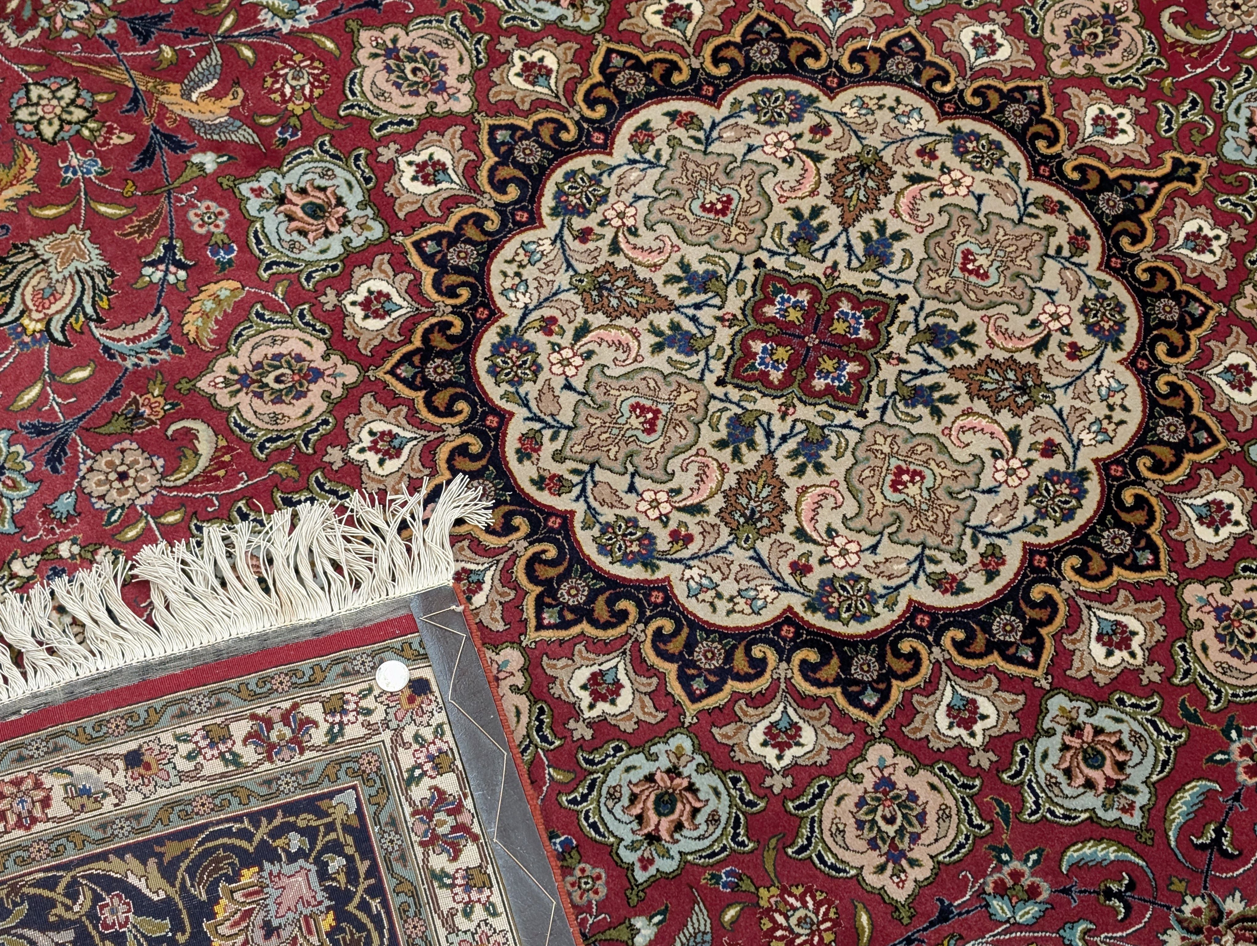 Persian Tabriz Rug 8x12, Fine 270 KPSI, Birds, Hand Knotted Carpet, Javad Galam Rug - Jewel Rugs