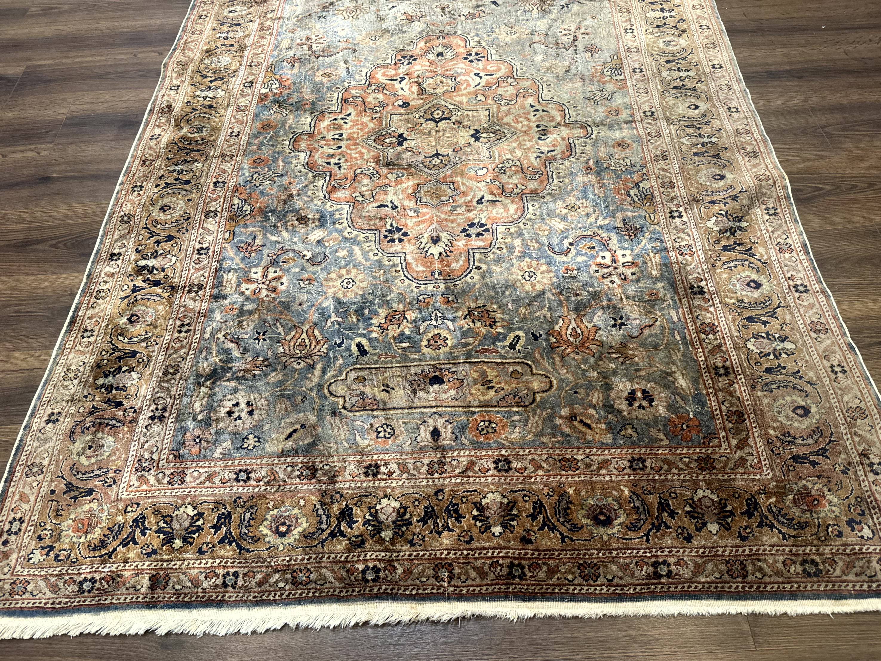 Silk Turkish Kayseri Rug 5x7, Light Blue - Jewel Rugs