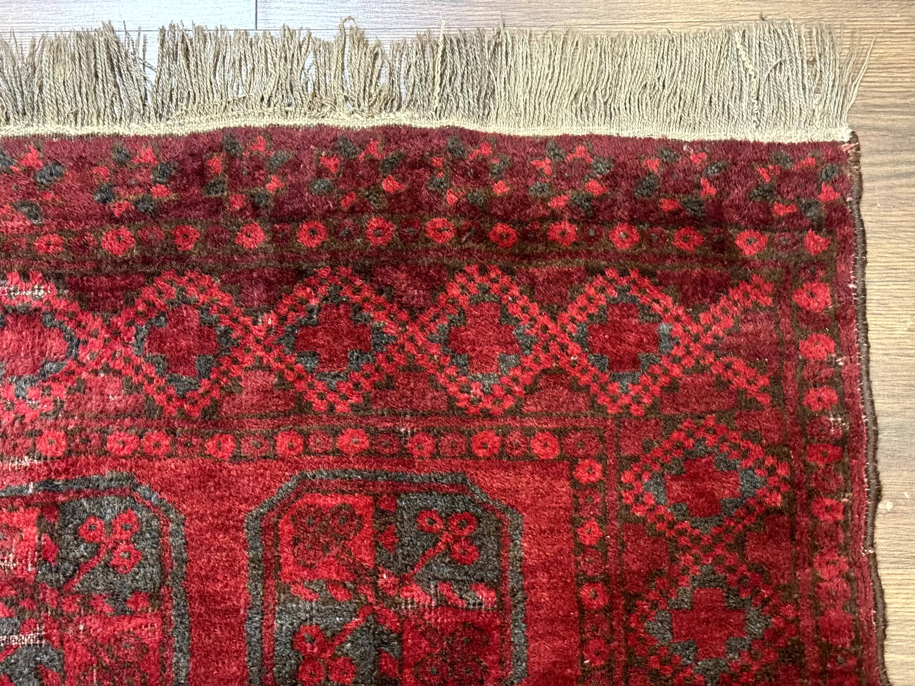 Afghan Turkoman Bokhara Bashir Rug 3x6, Red - Jewel Rugs