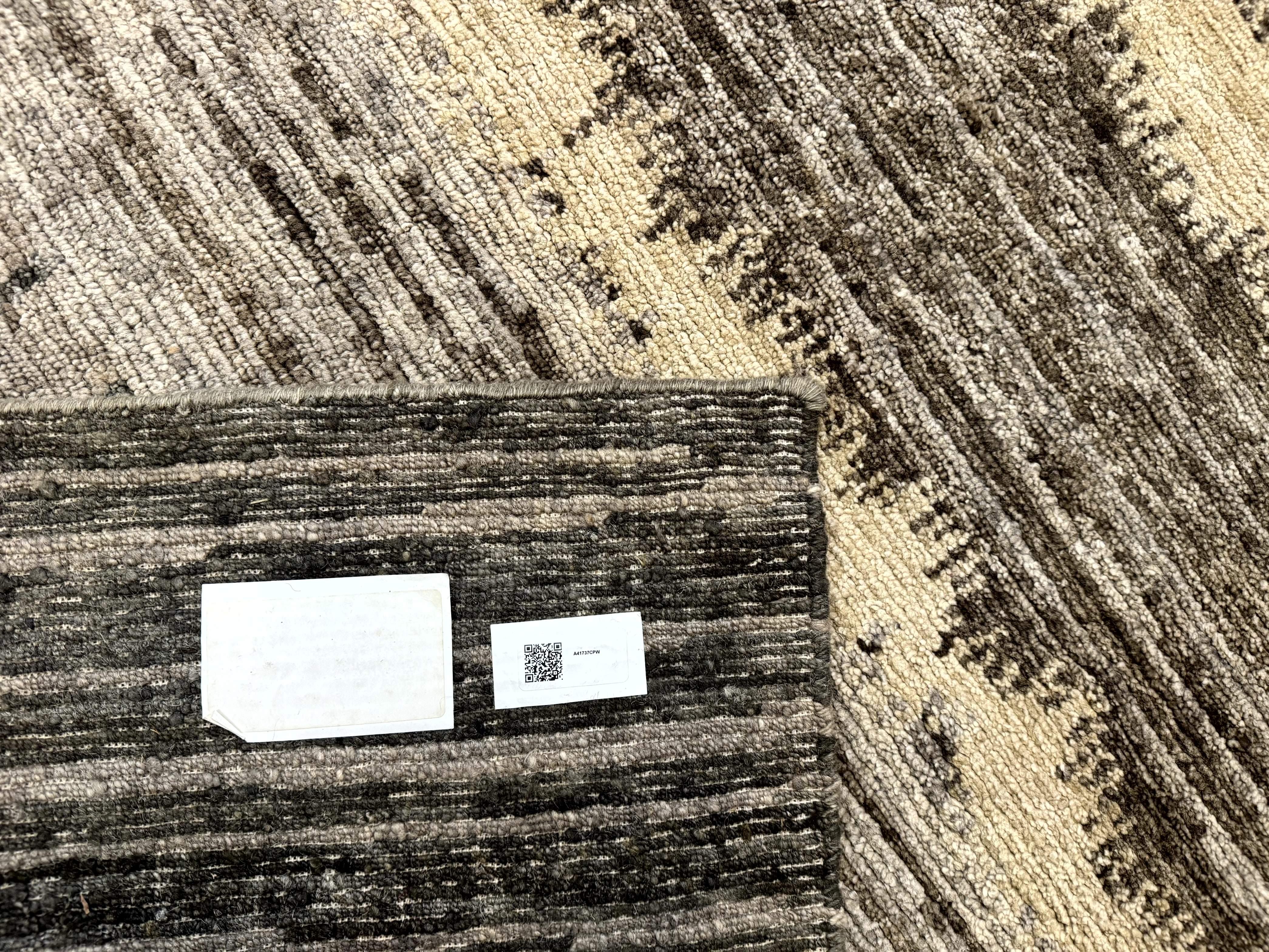 Modern Tibetan Wool Rug 8x10, Abstract, Contemporary, Handmade, Gray, Stripes - Jewel Rugs