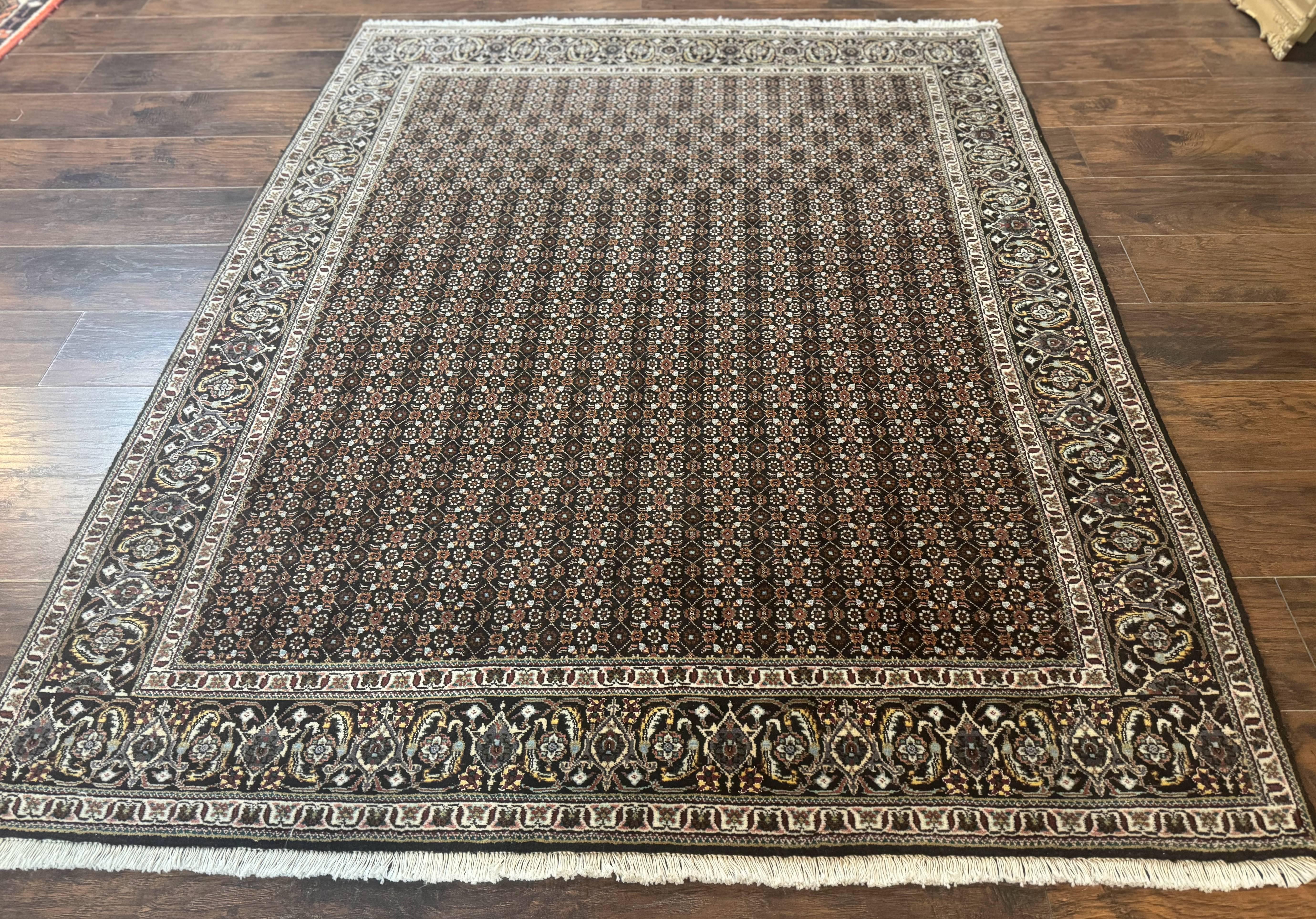 Persian Tabriz Rug 5x7, Black, Allover Pattern - Jewel Rugs